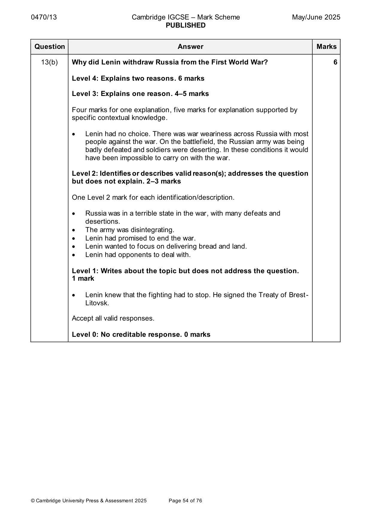 Mark scheme, page 54 of 76