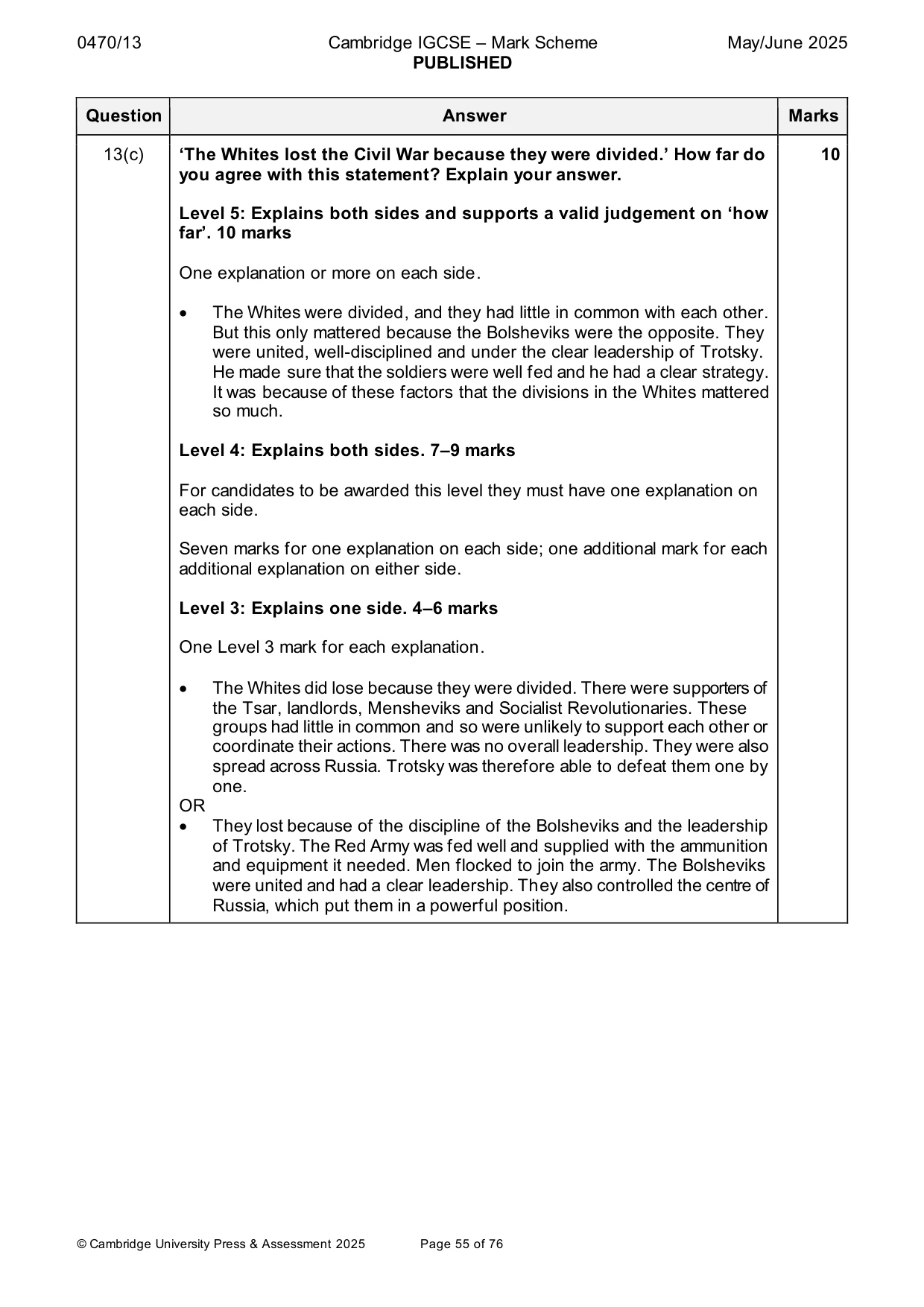 Mark scheme, page 55 of 76