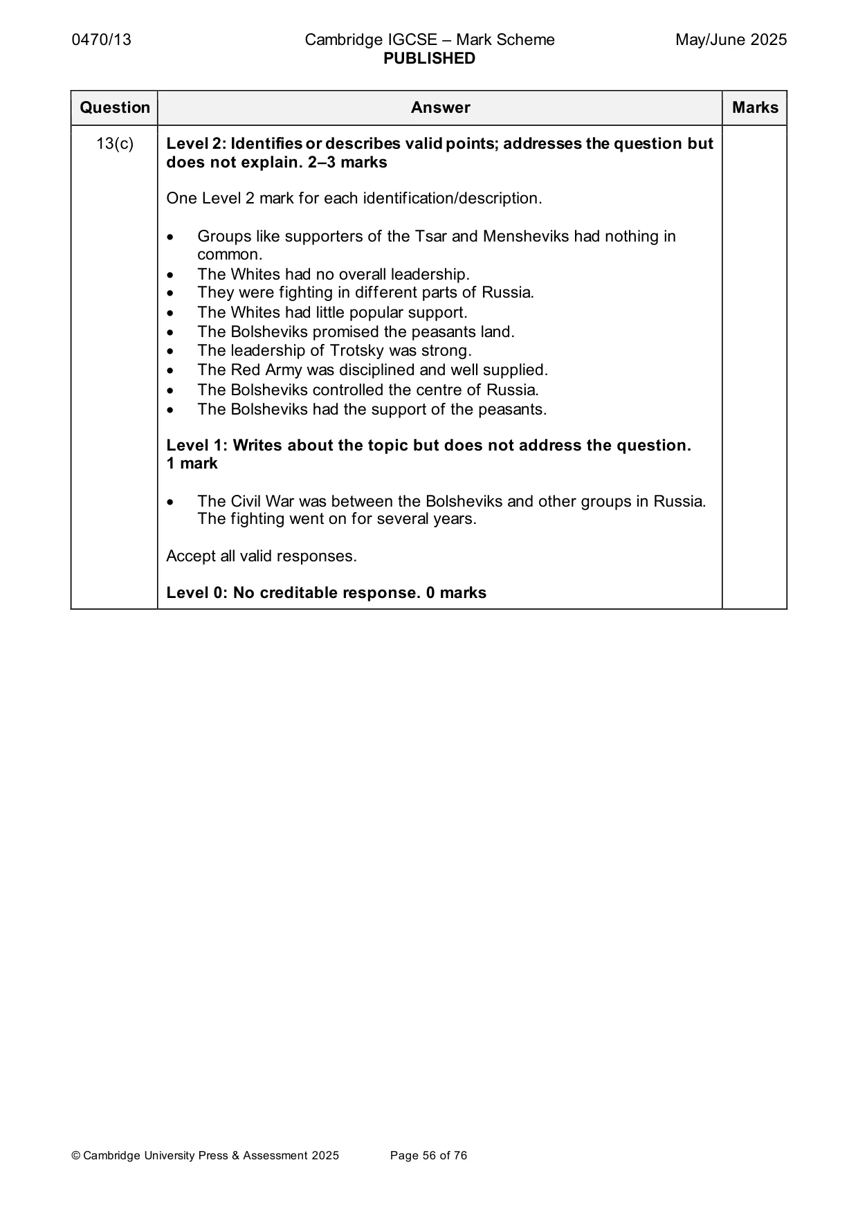 Mark scheme, page 56 of 76