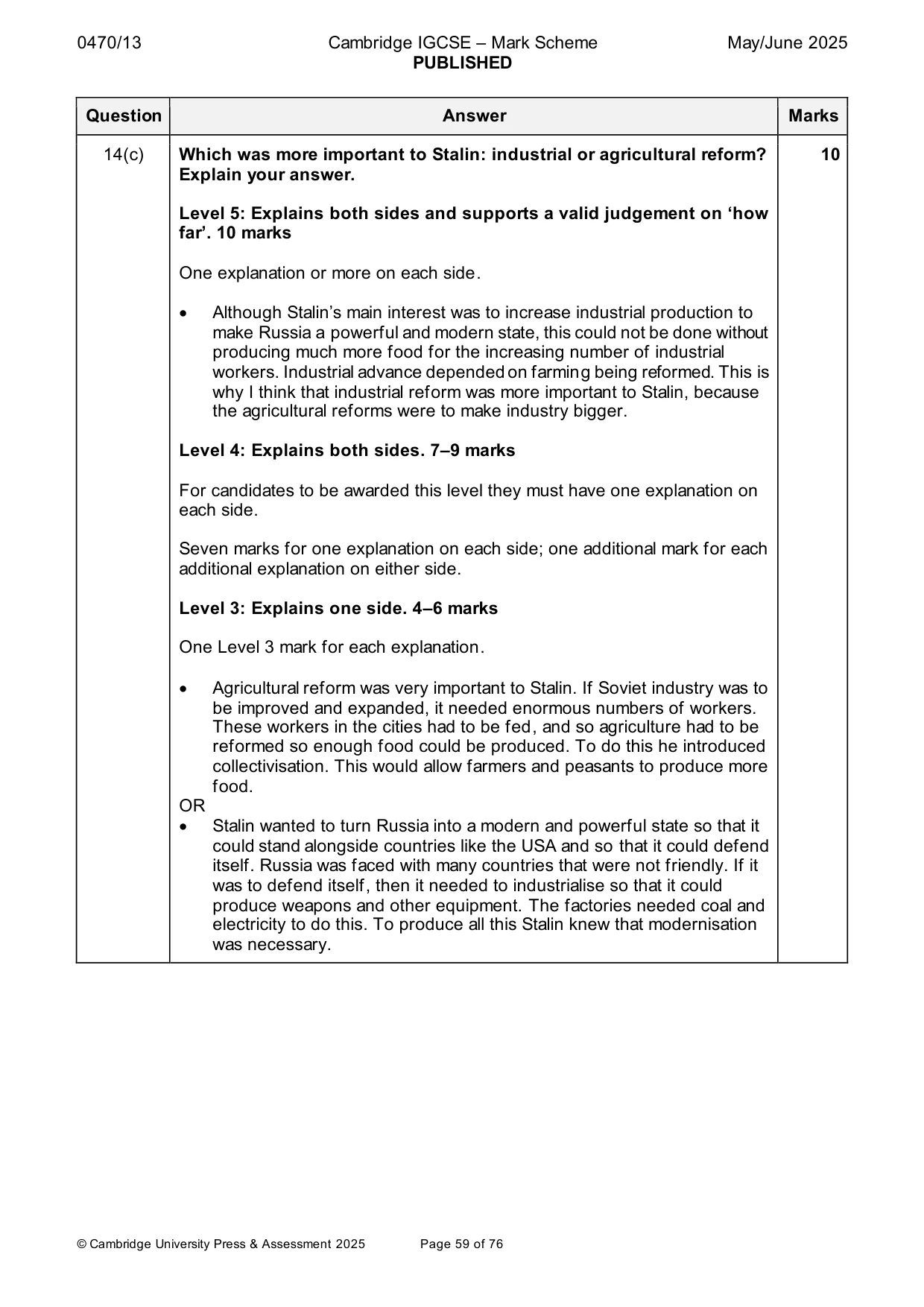 Mark scheme, page 59 of 76
