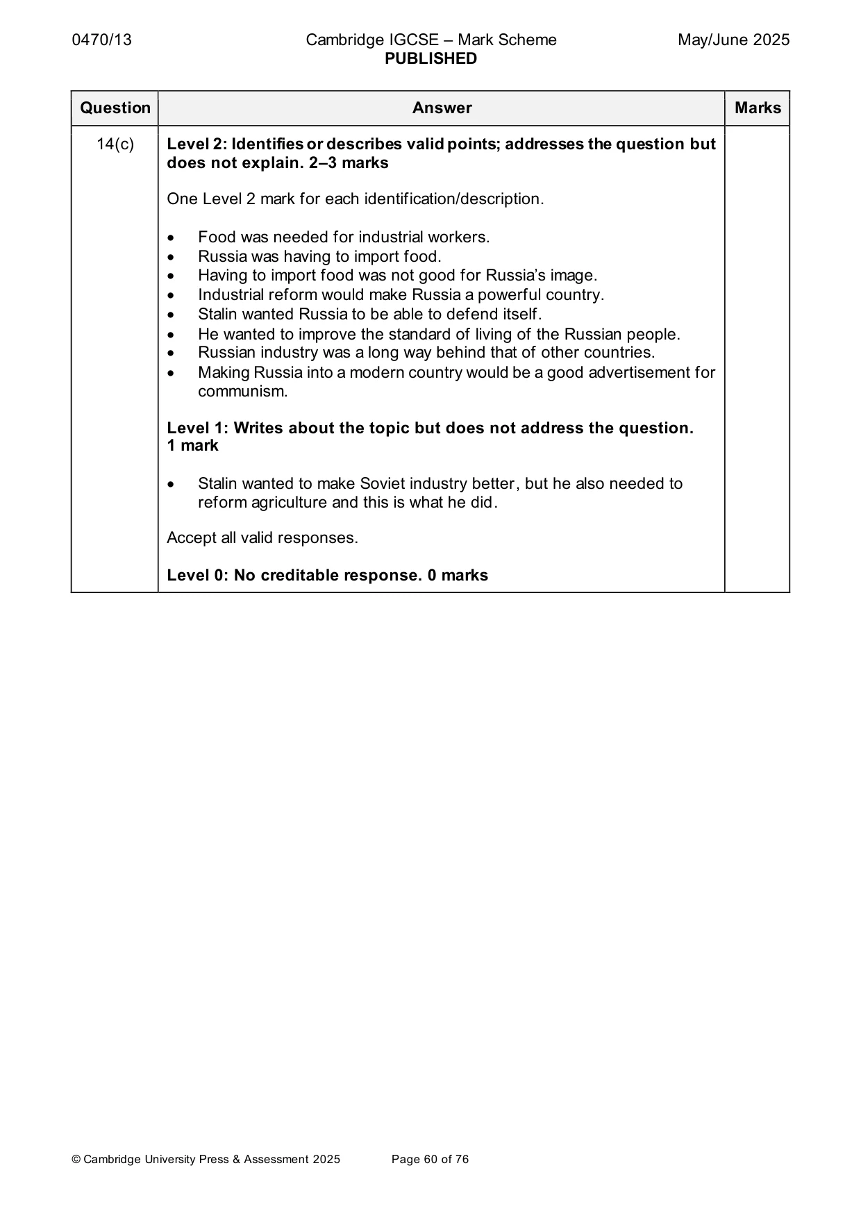 Mark scheme, page 60 of 76