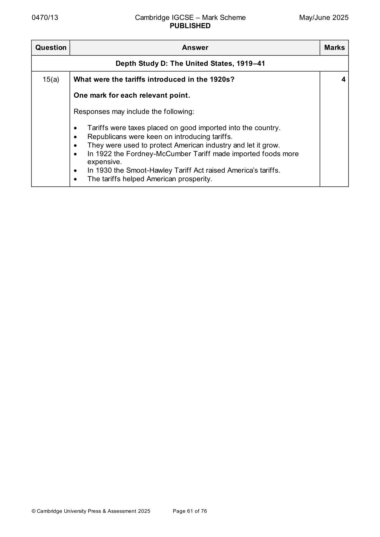 Mark scheme, page 61 of 76