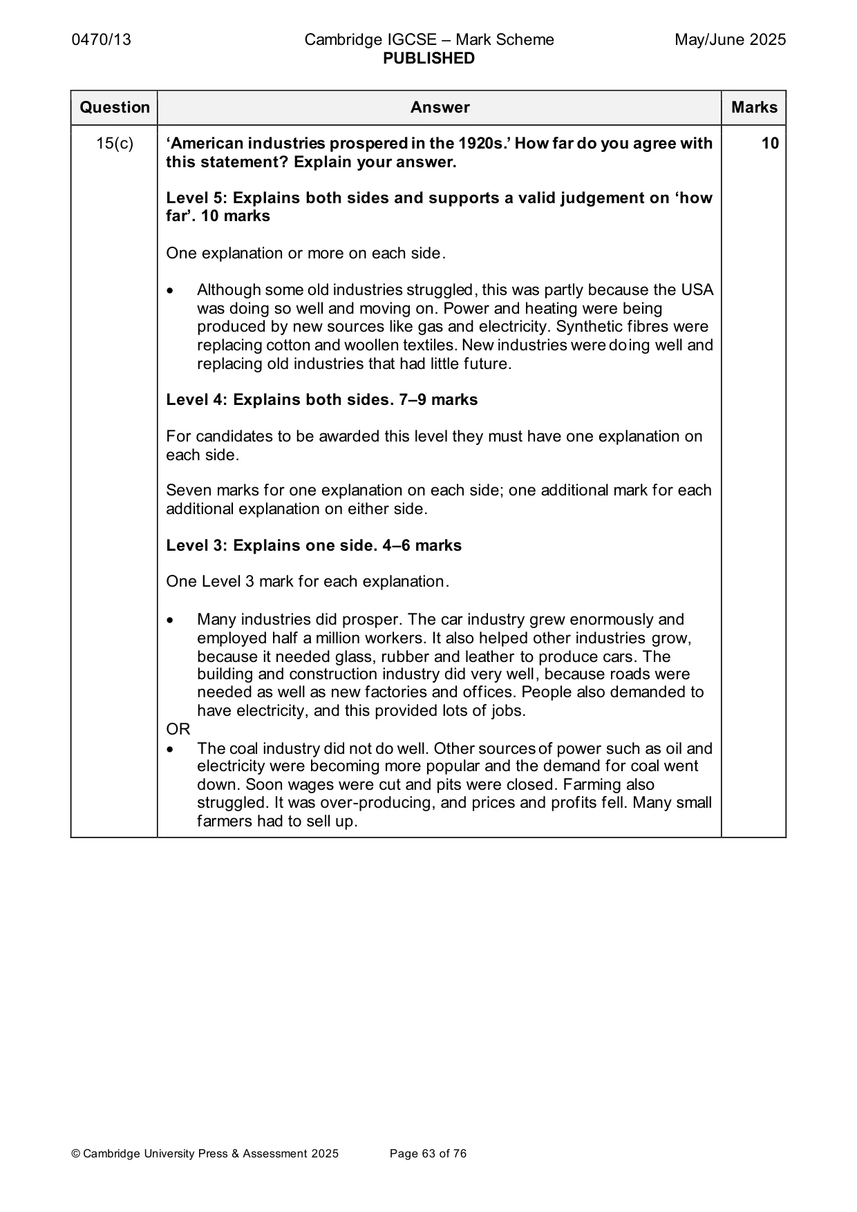 Mark scheme, page 63 of 76