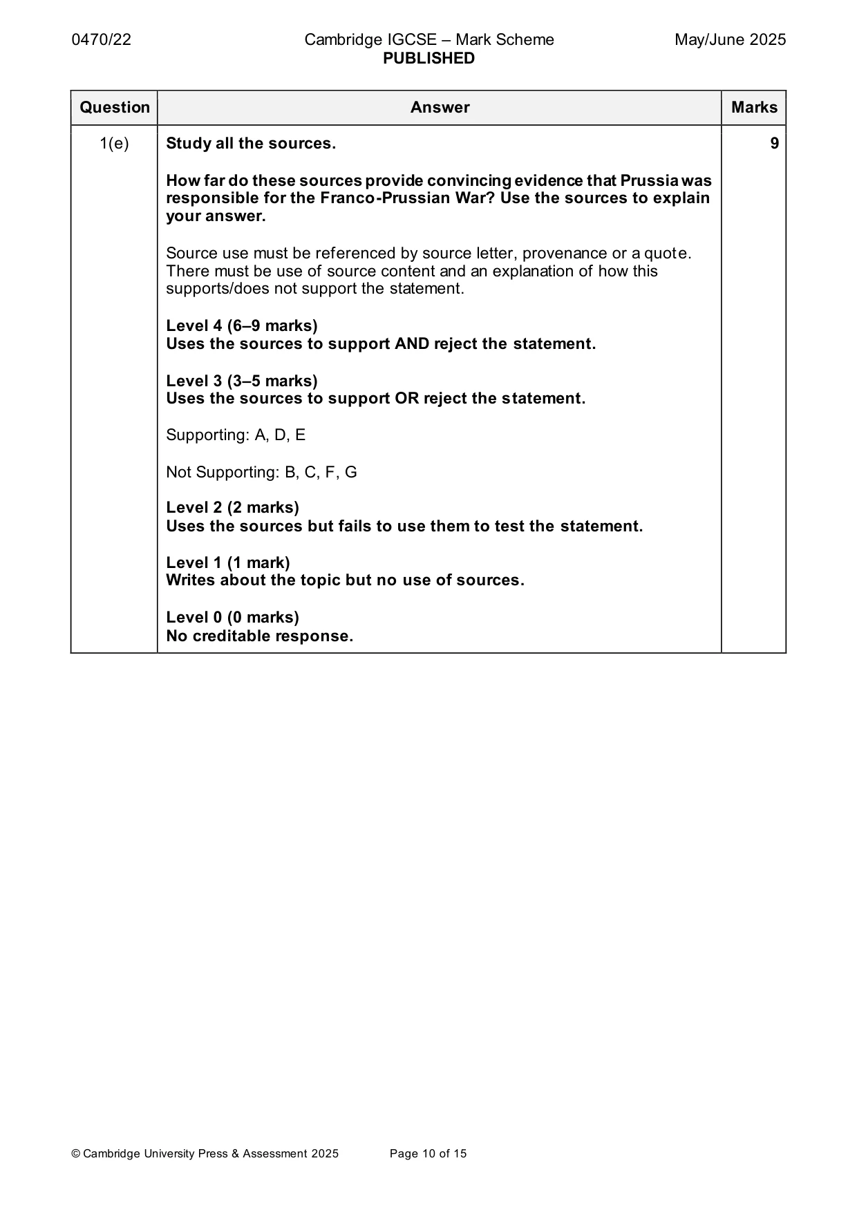 Mark scheme, page 10 of 15