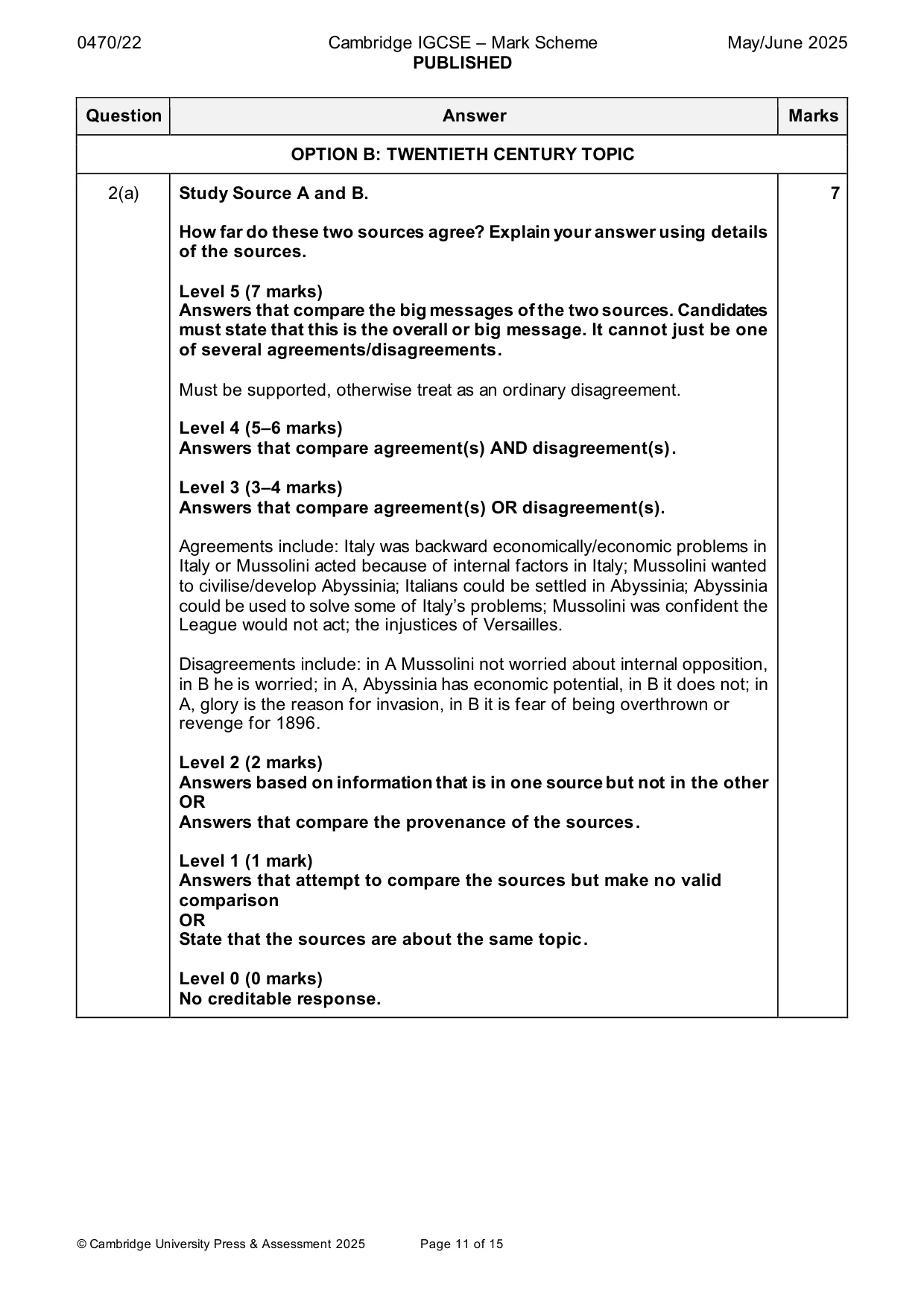 Mark scheme, page 11 of 15