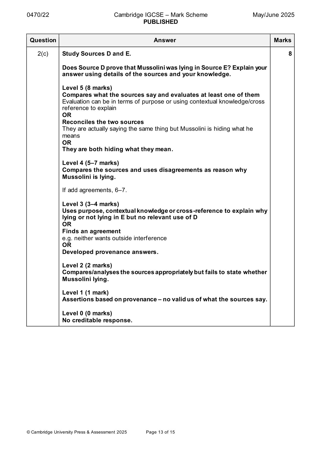 Mark scheme, page 13 of 15
