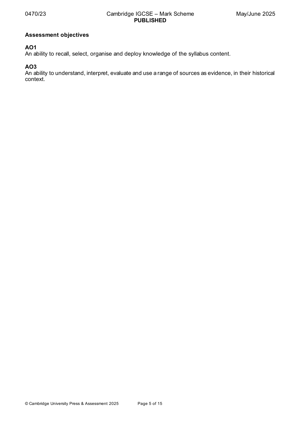 Mark scheme, page 5 of 15