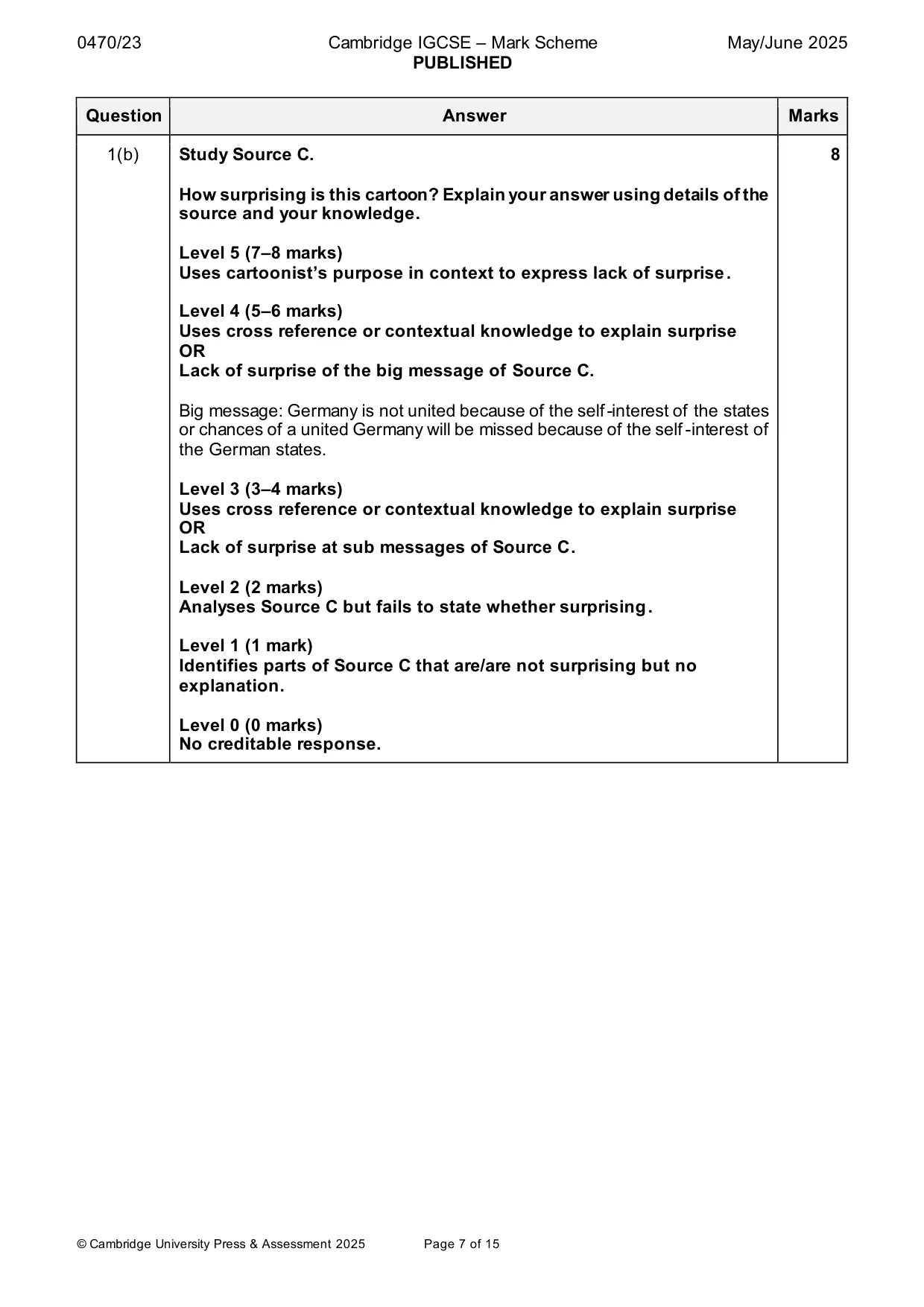Mark scheme, page 7 of 15