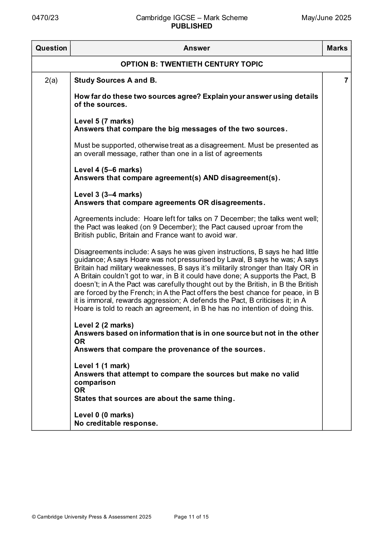 Mark scheme, page 11 of 15