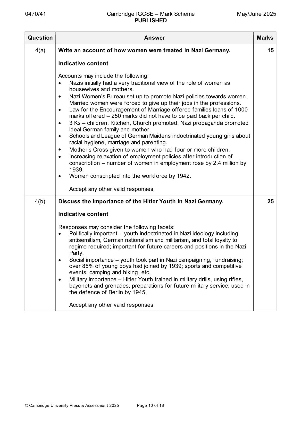 Mark scheme, page 10 of 18