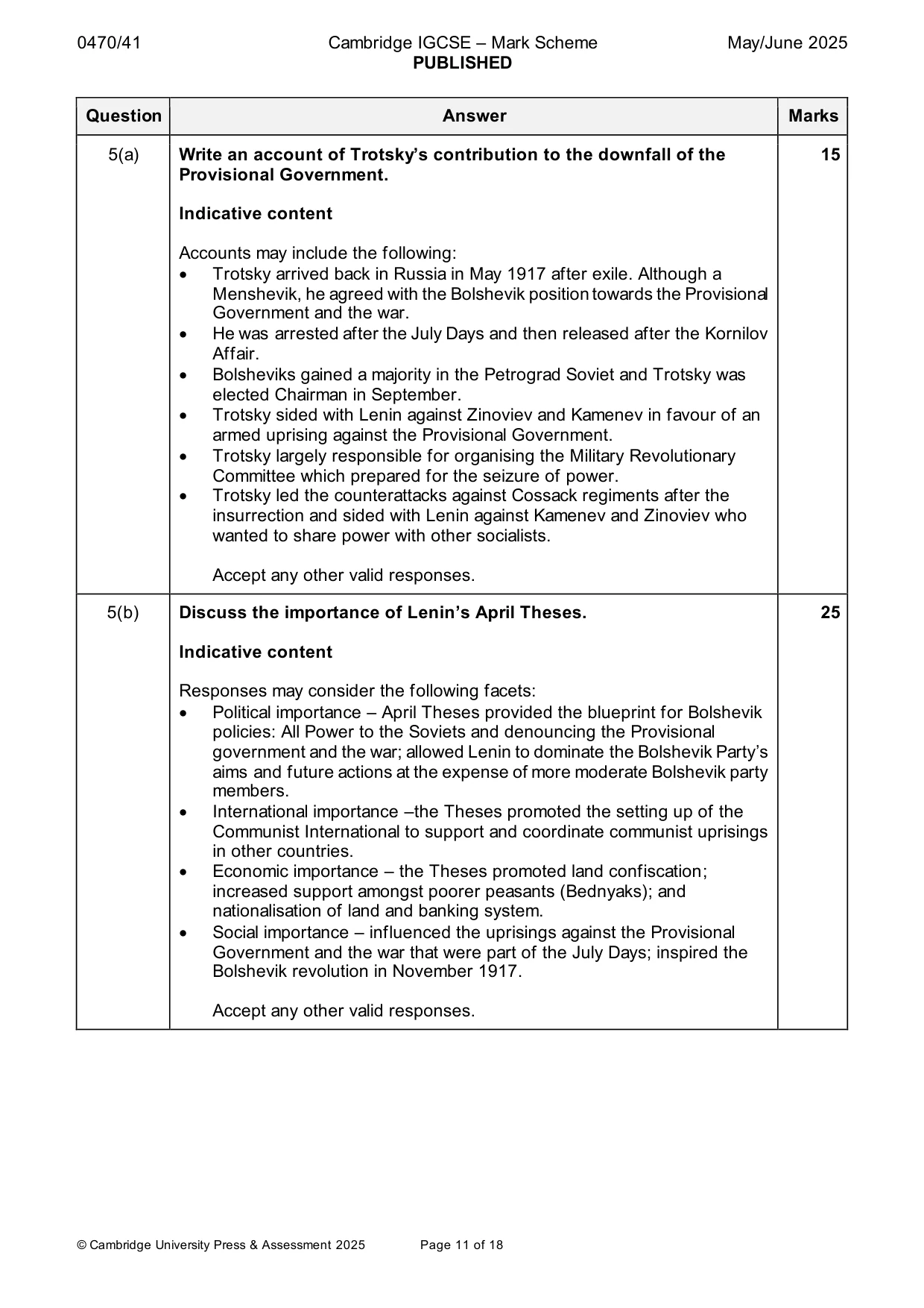 Mark scheme, page 11 of 18