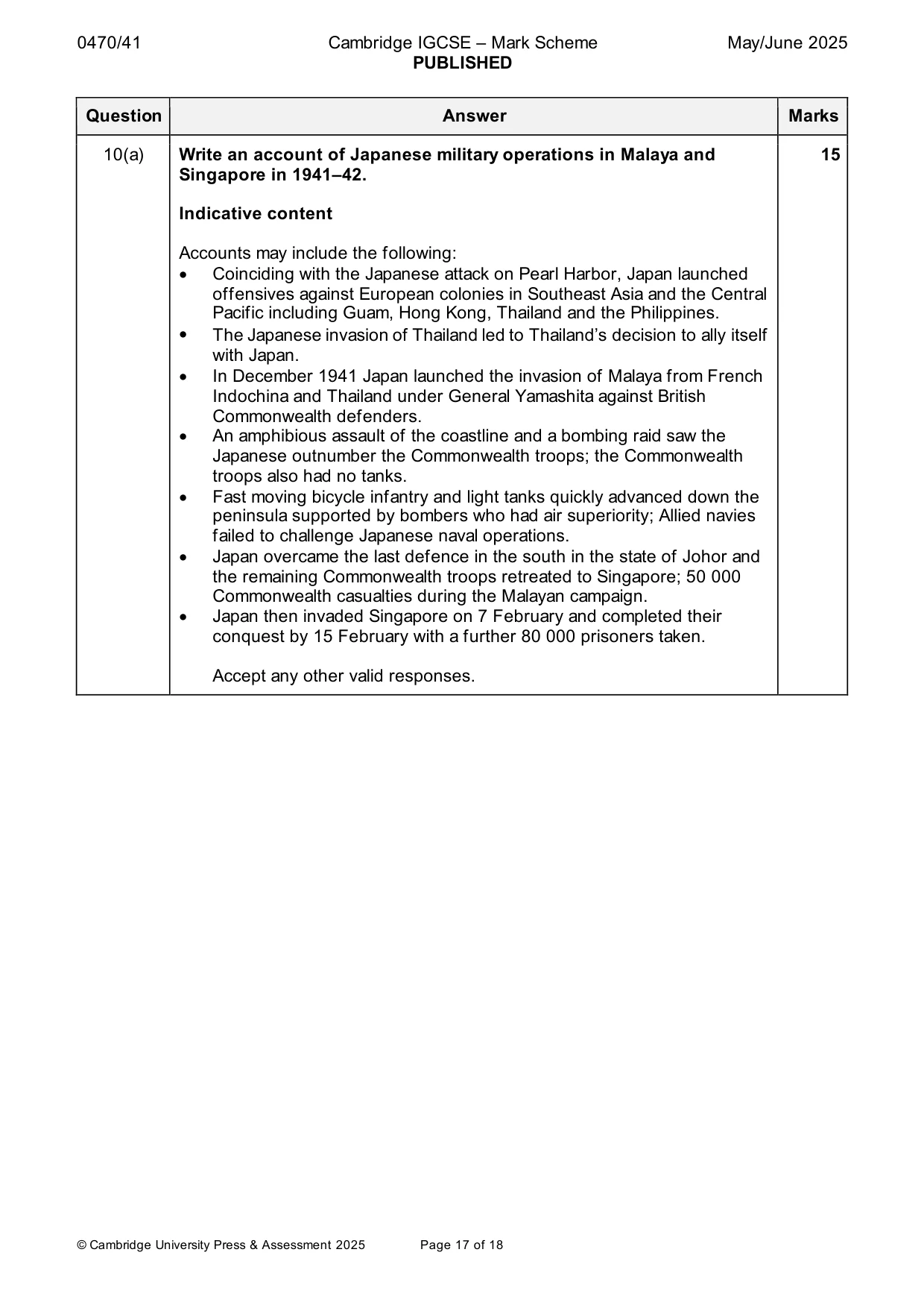 Mark scheme, page 17 of 18