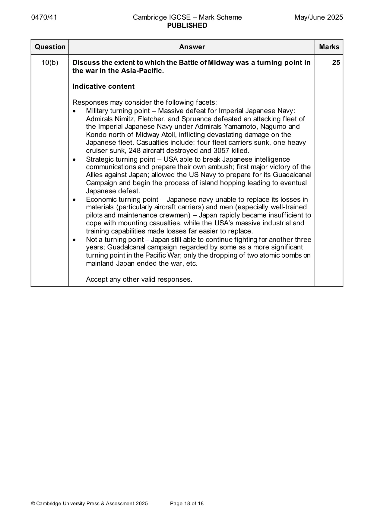 Mark scheme, page 18 of 18