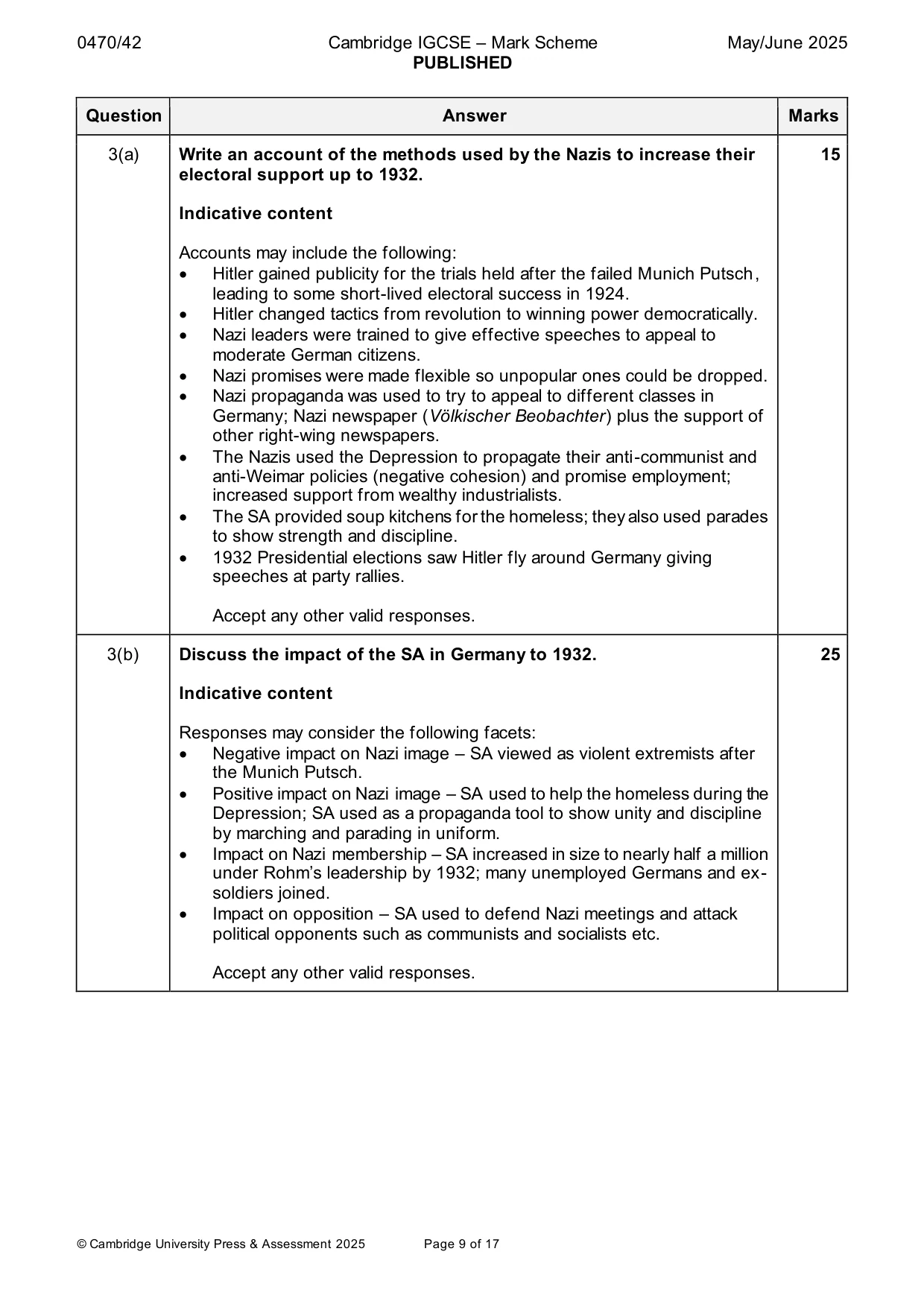 Mark scheme, page 9 of 17