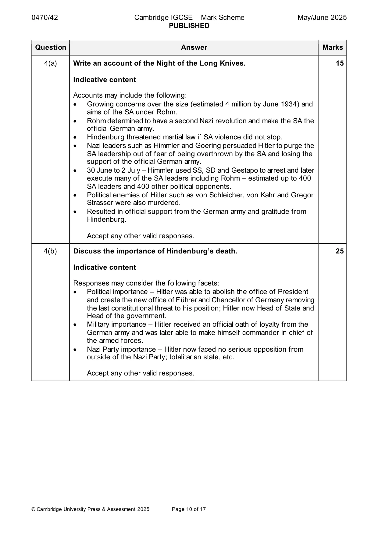 Mark scheme, page 10 of 17