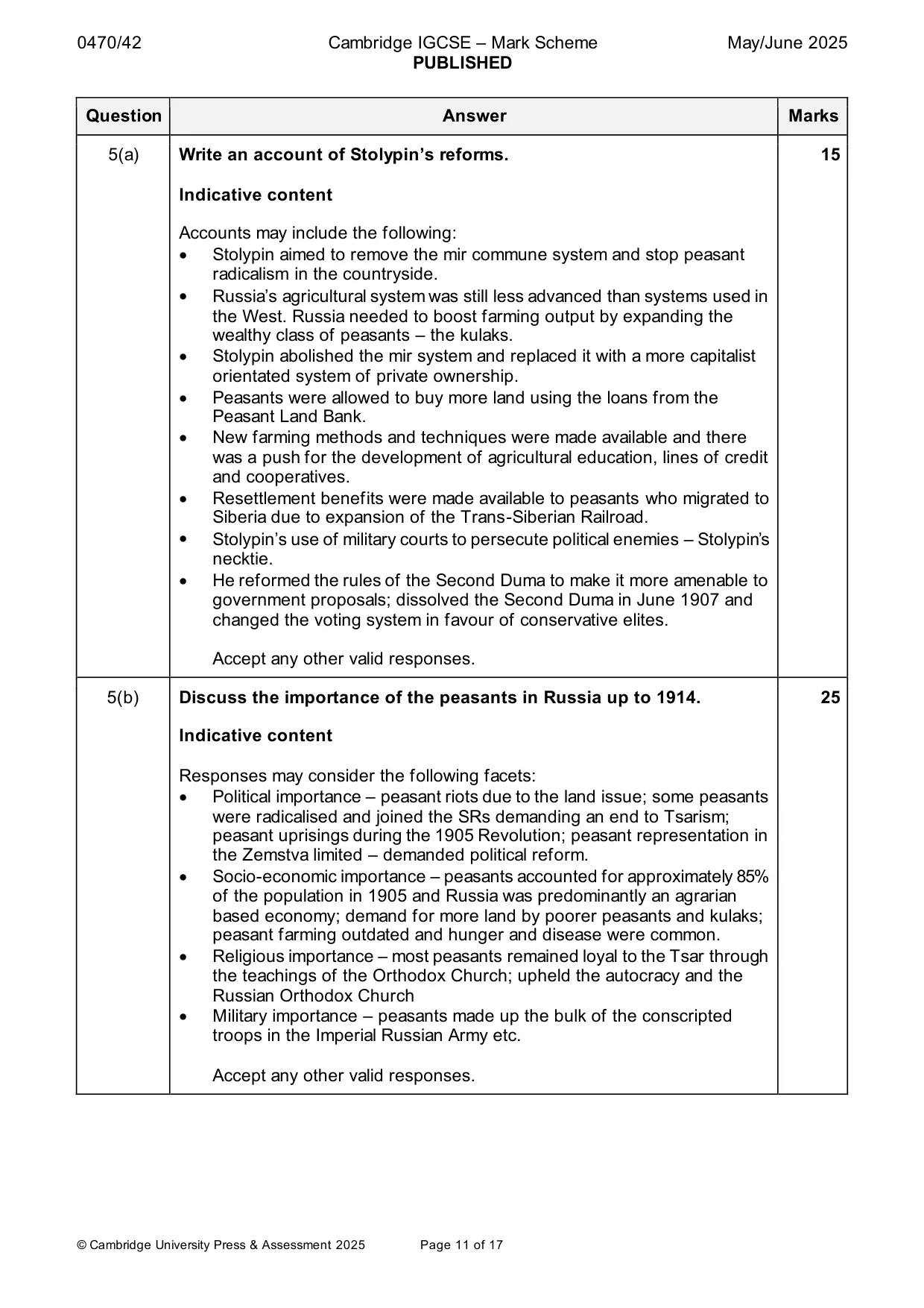 Mark scheme, page 11 of 17