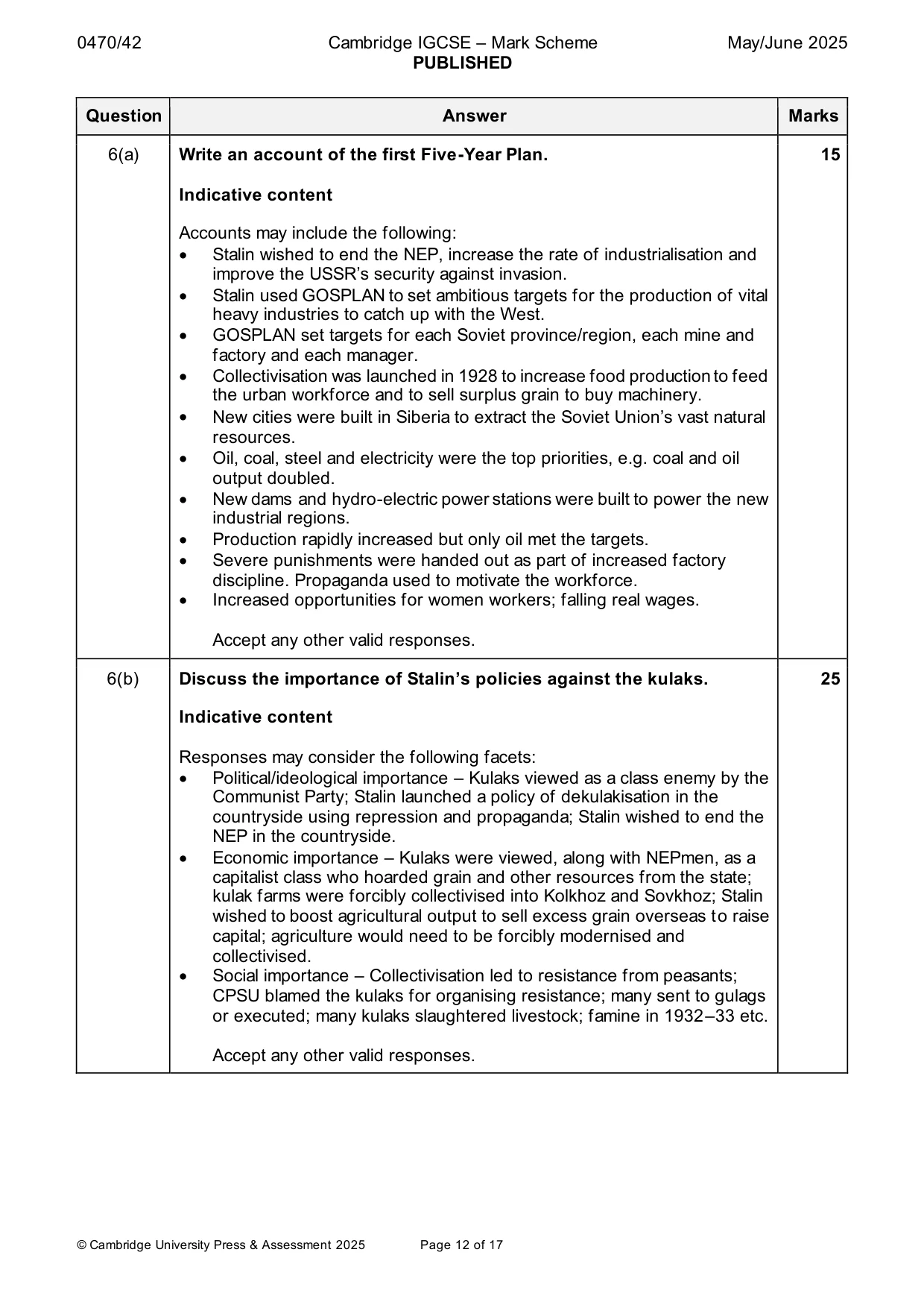 Mark scheme, page 12 of 17