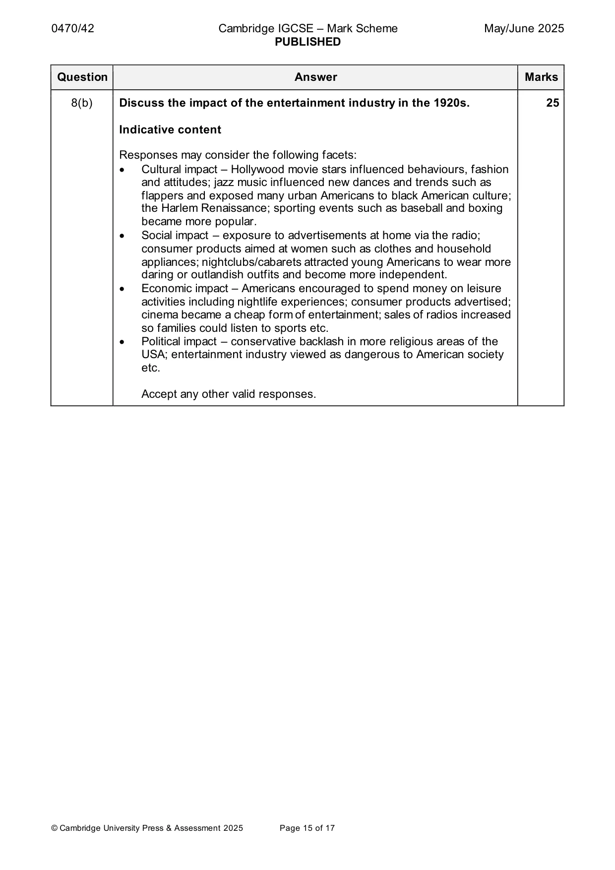 Mark scheme, page 15 of 17