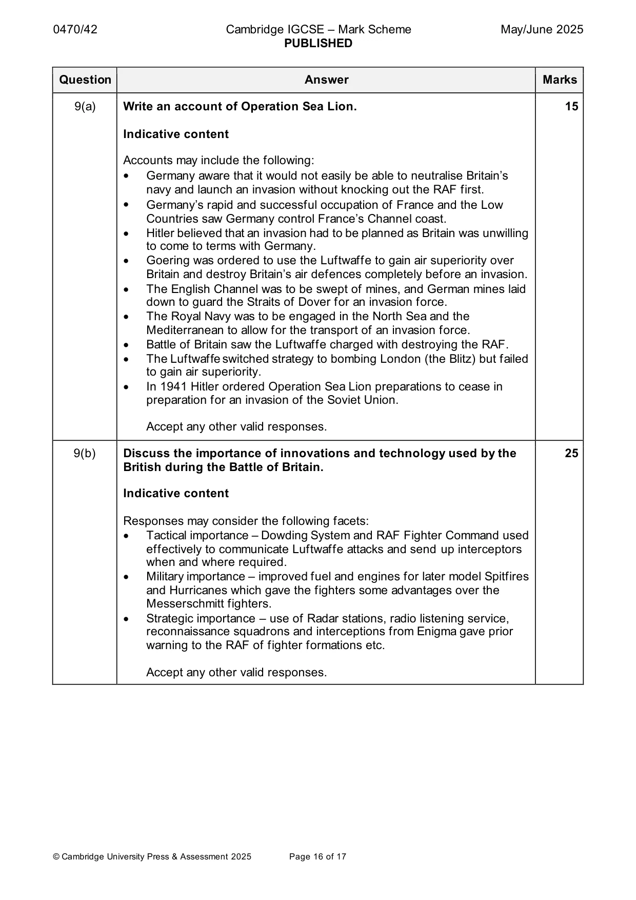 Mark scheme, page 16 of 17