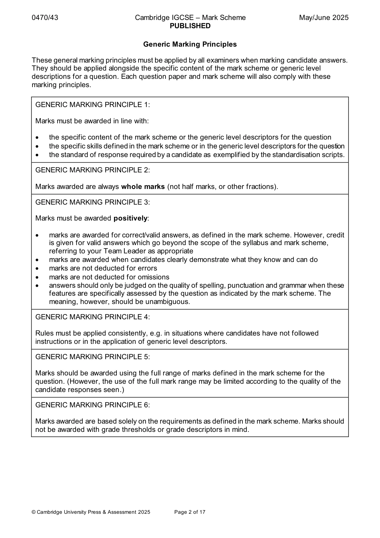 Mark scheme, page 2 of 17