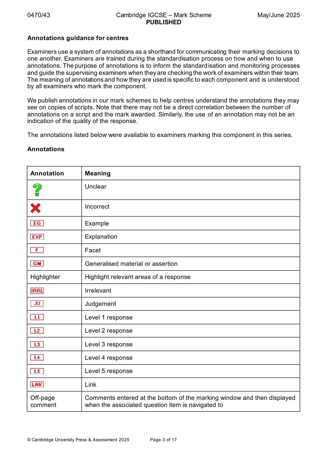 Mark scheme, page 3 of 17