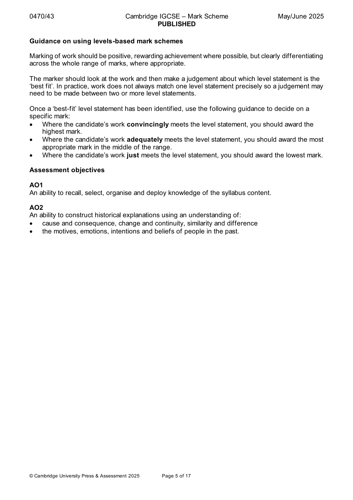 Mark scheme, page 5 of 17