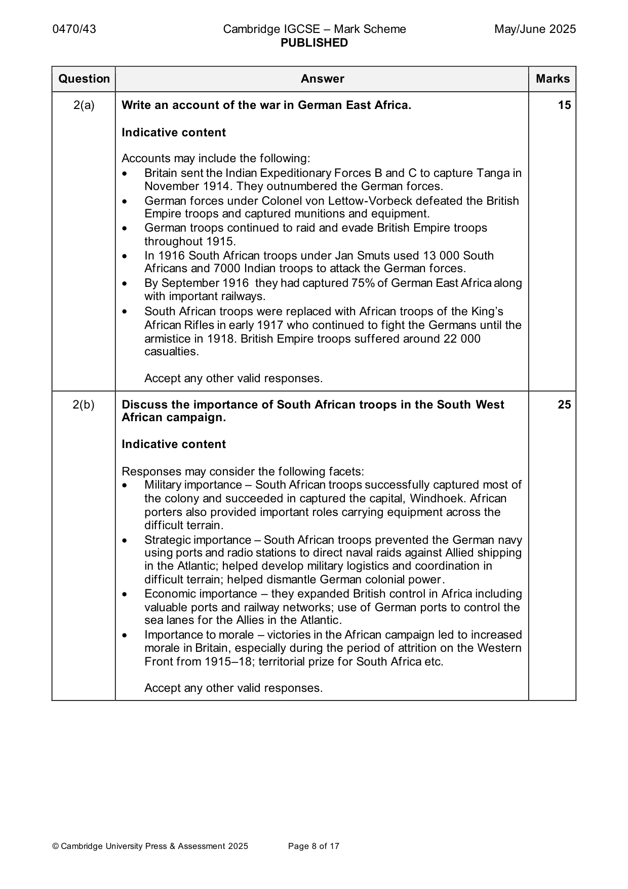 Mark scheme, page 8 of 17