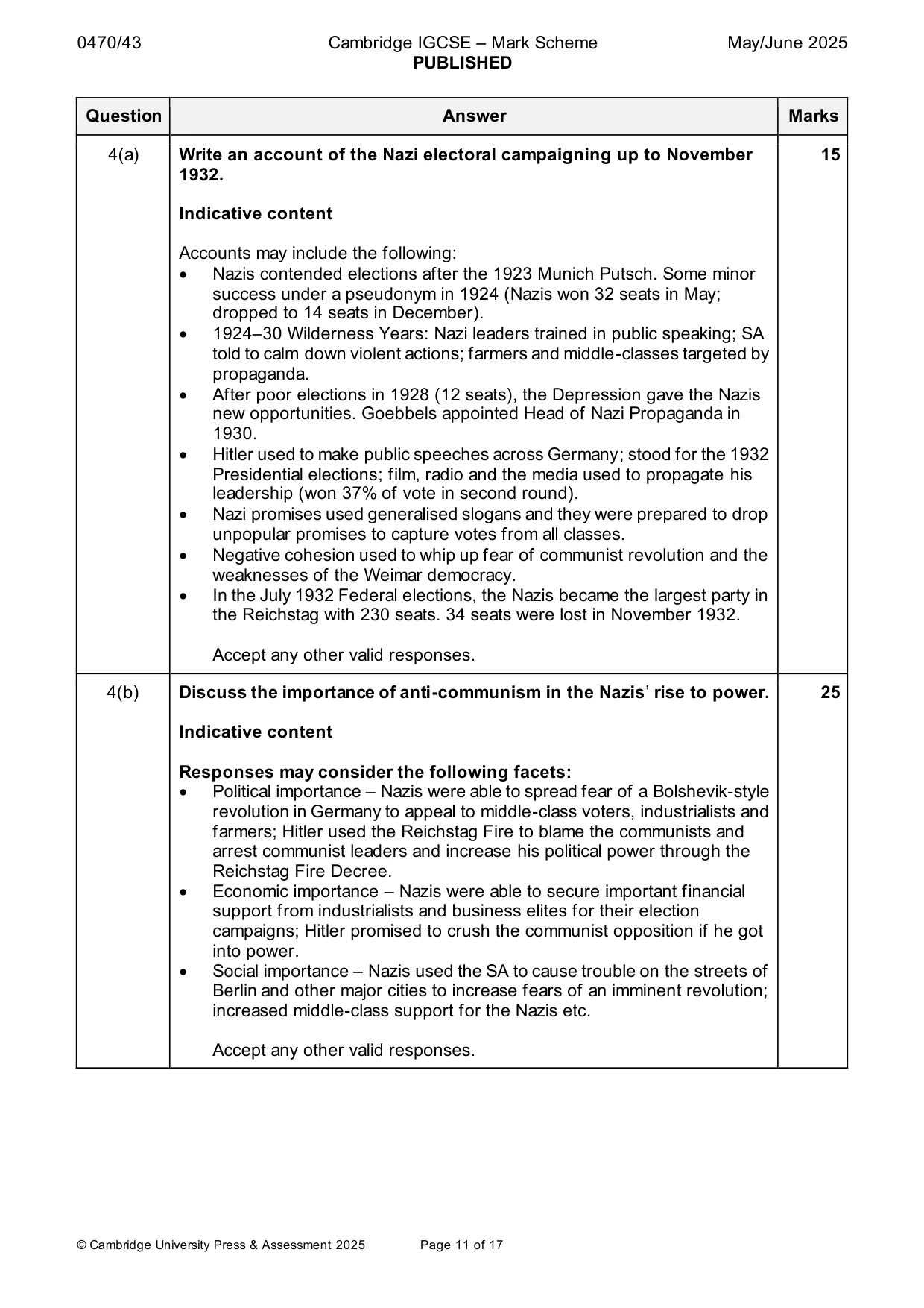 Mark scheme, page 11 of 17