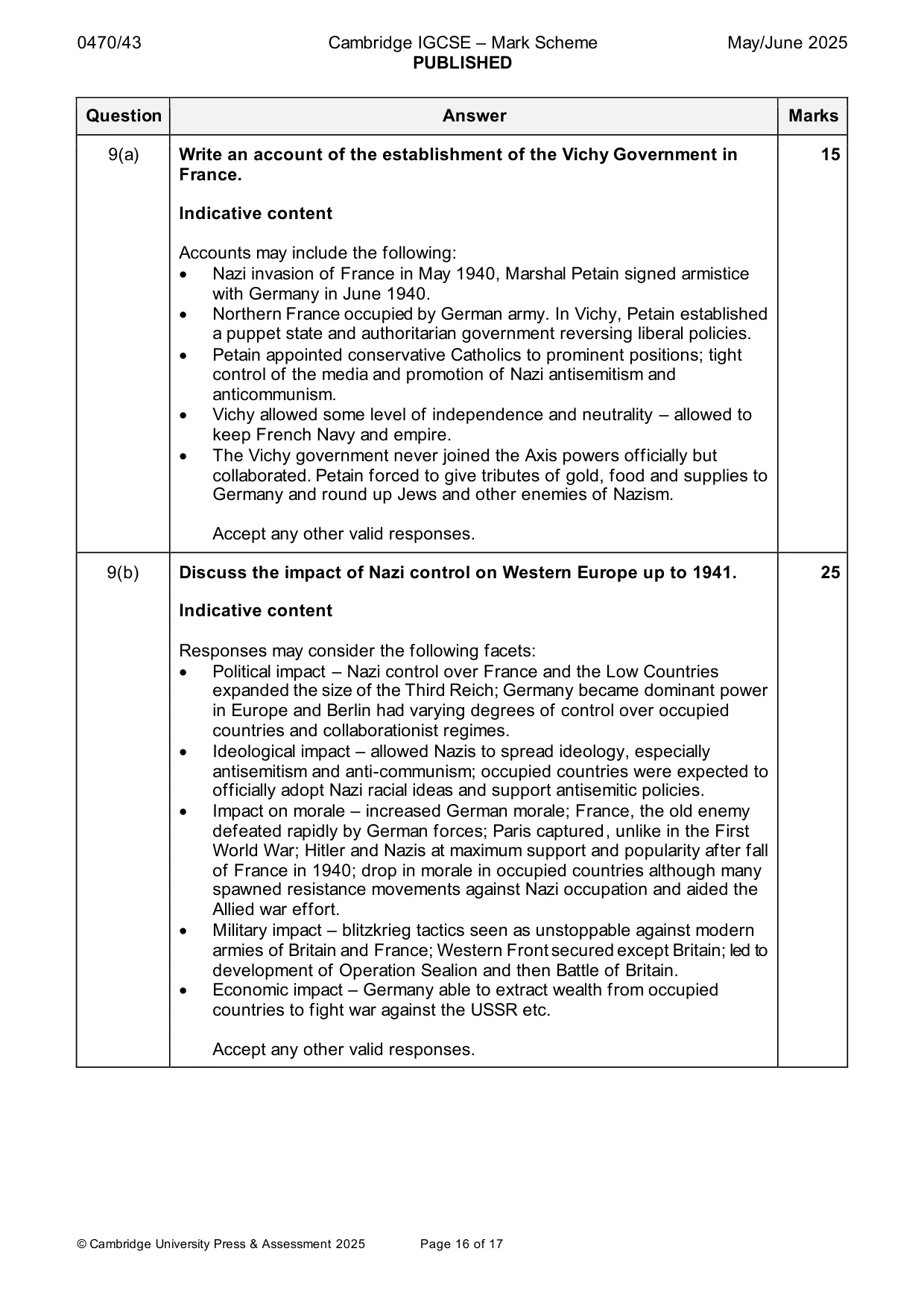 Mark scheme, page 16 of 17