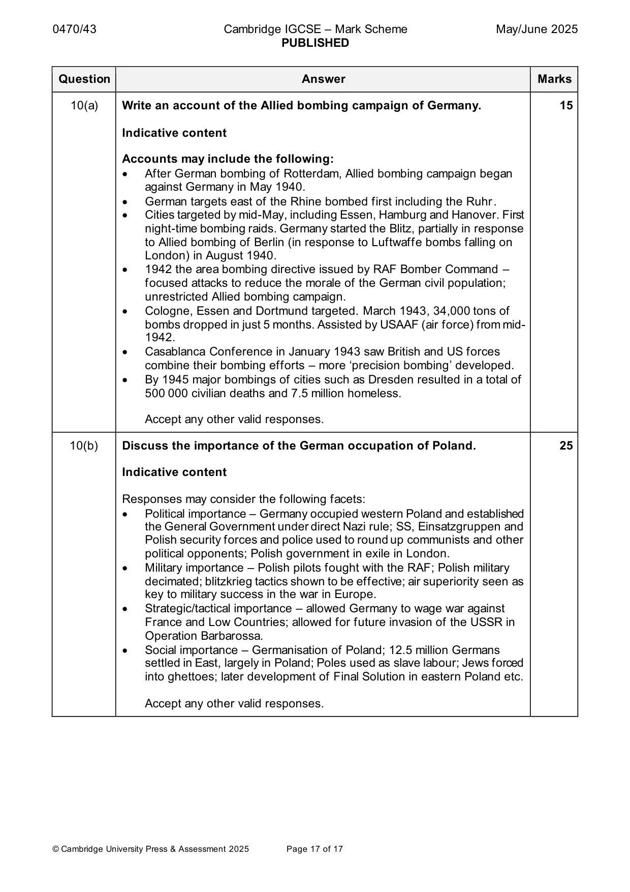 Mark scheme, page 17 of 17