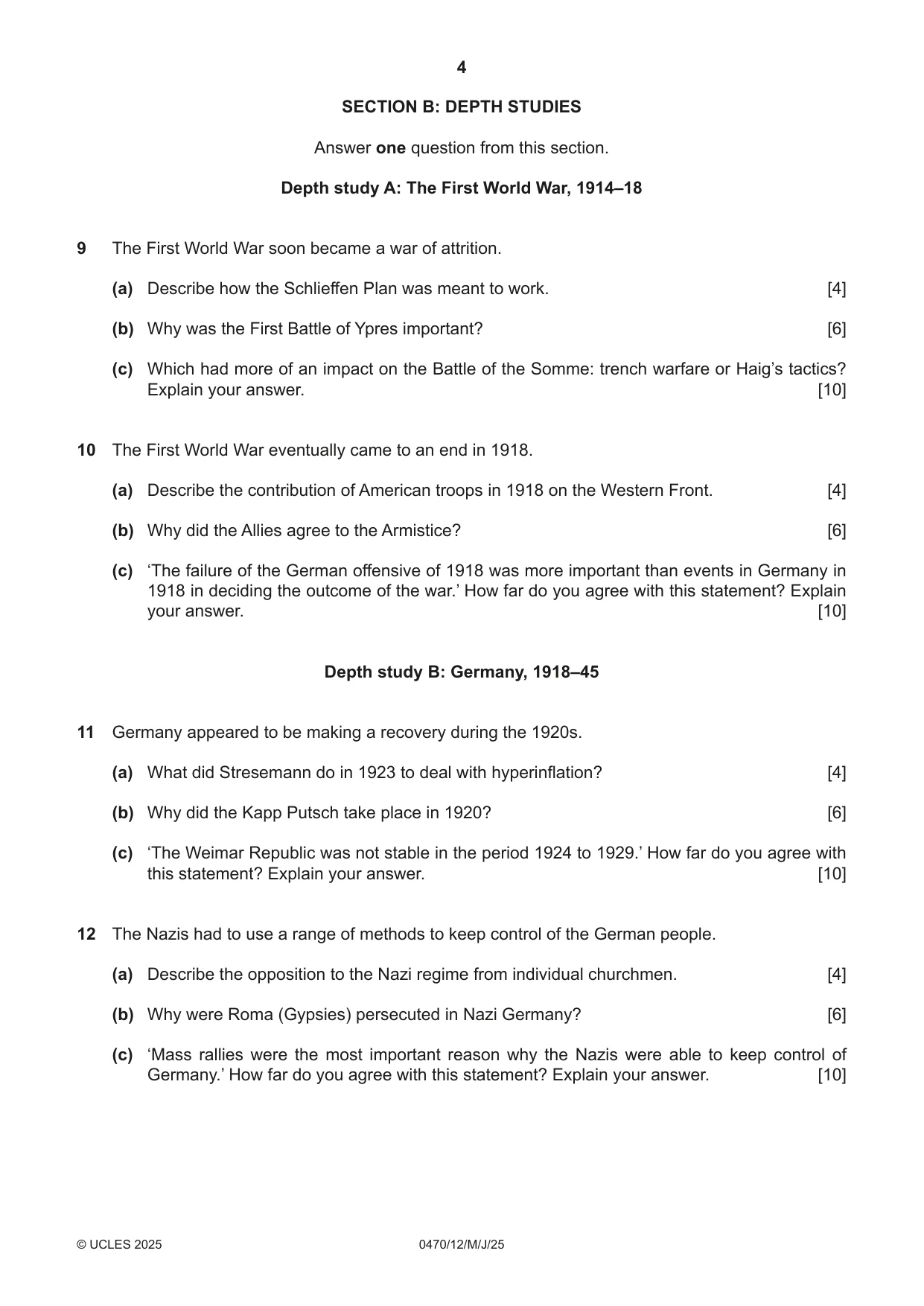 Cambridge IGCSE History 0470 2025 May/June Paper 1 · Variant 2 question paper, page 4 of 8
