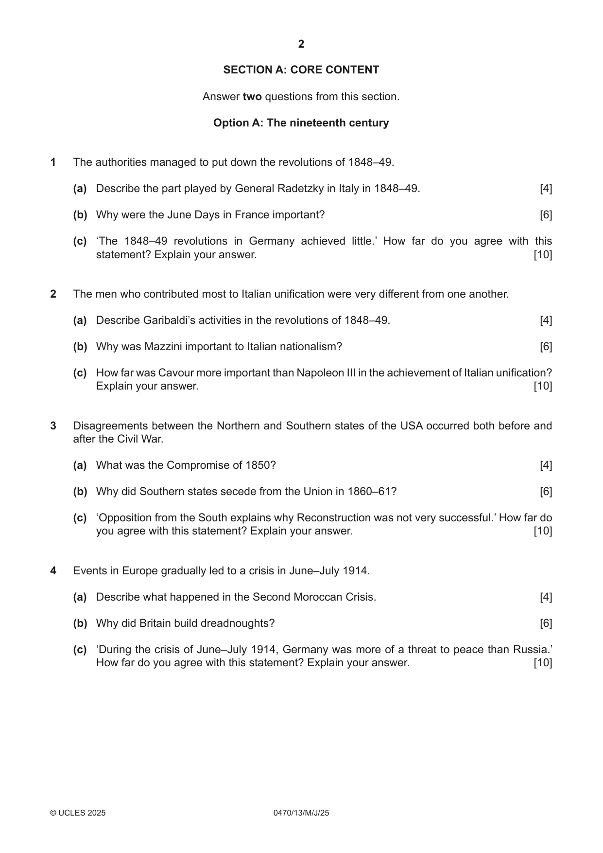 Cambridge IGCSE History 0470 2025 May/June Paper 1 · Variant 3 question paper, page 2 of 8