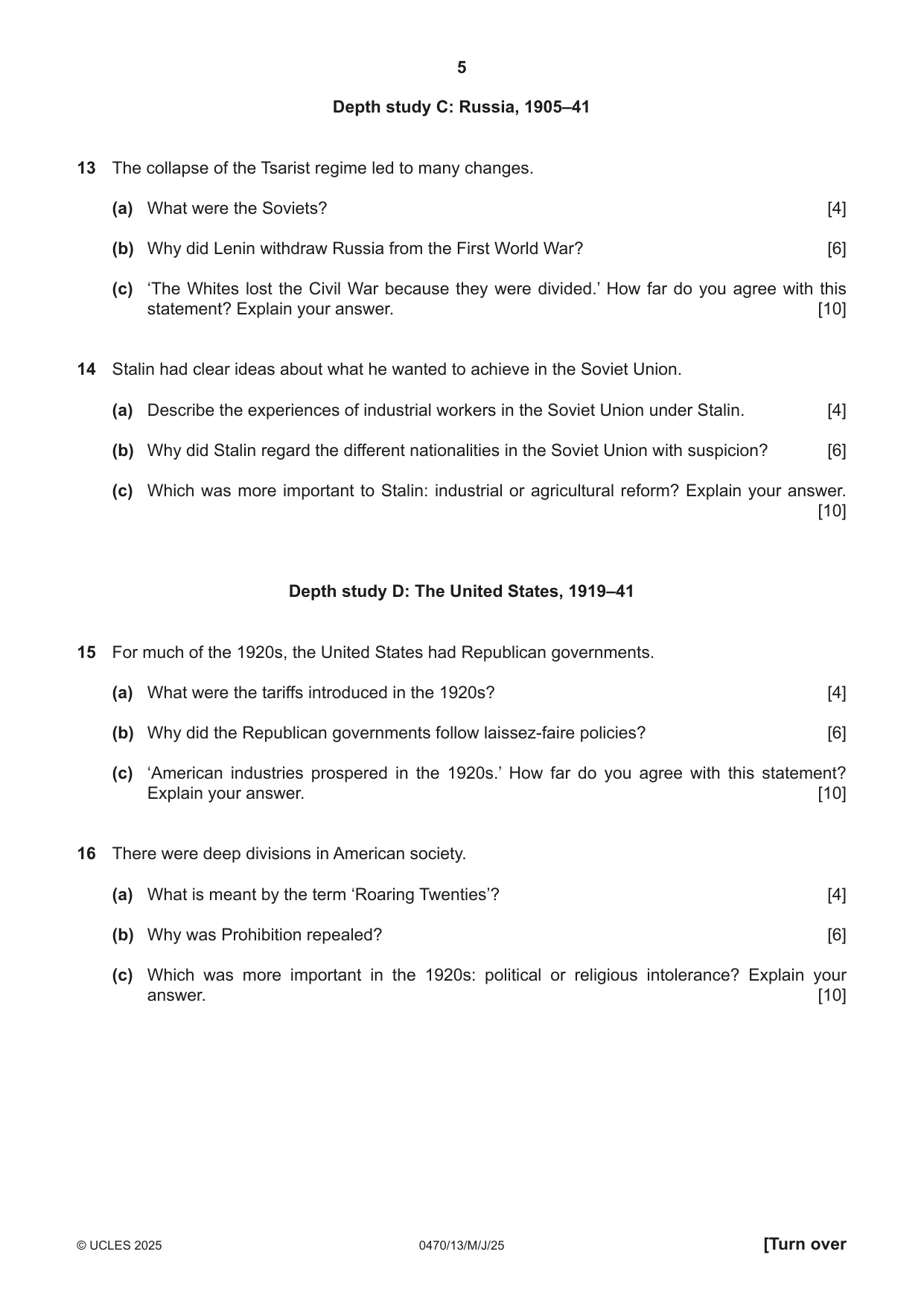 Cambridge IGCSE History 0470 2025 May/June Paper 1 · Variant 3 question paper, page 5 of 8