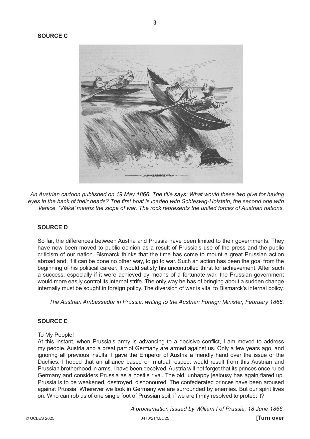 Cambridge IGCSE History 0470 2025 May/June Paper 2 · Variant 1 question paper, page 3 of 12