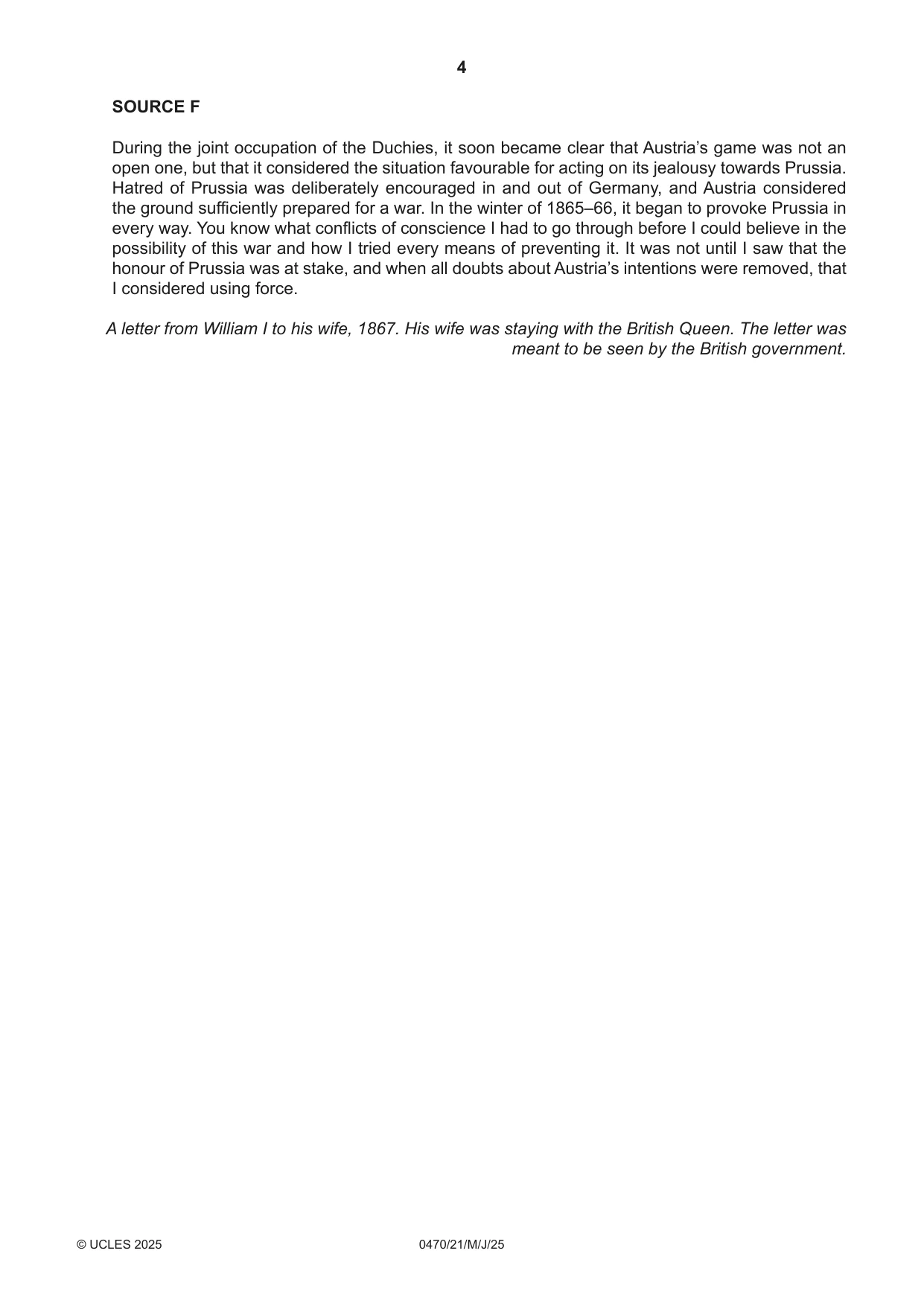 Cambridge IGCSE History 0470 2025 May/June Paper 2 · Variant 1 question paper, page 4 of 12