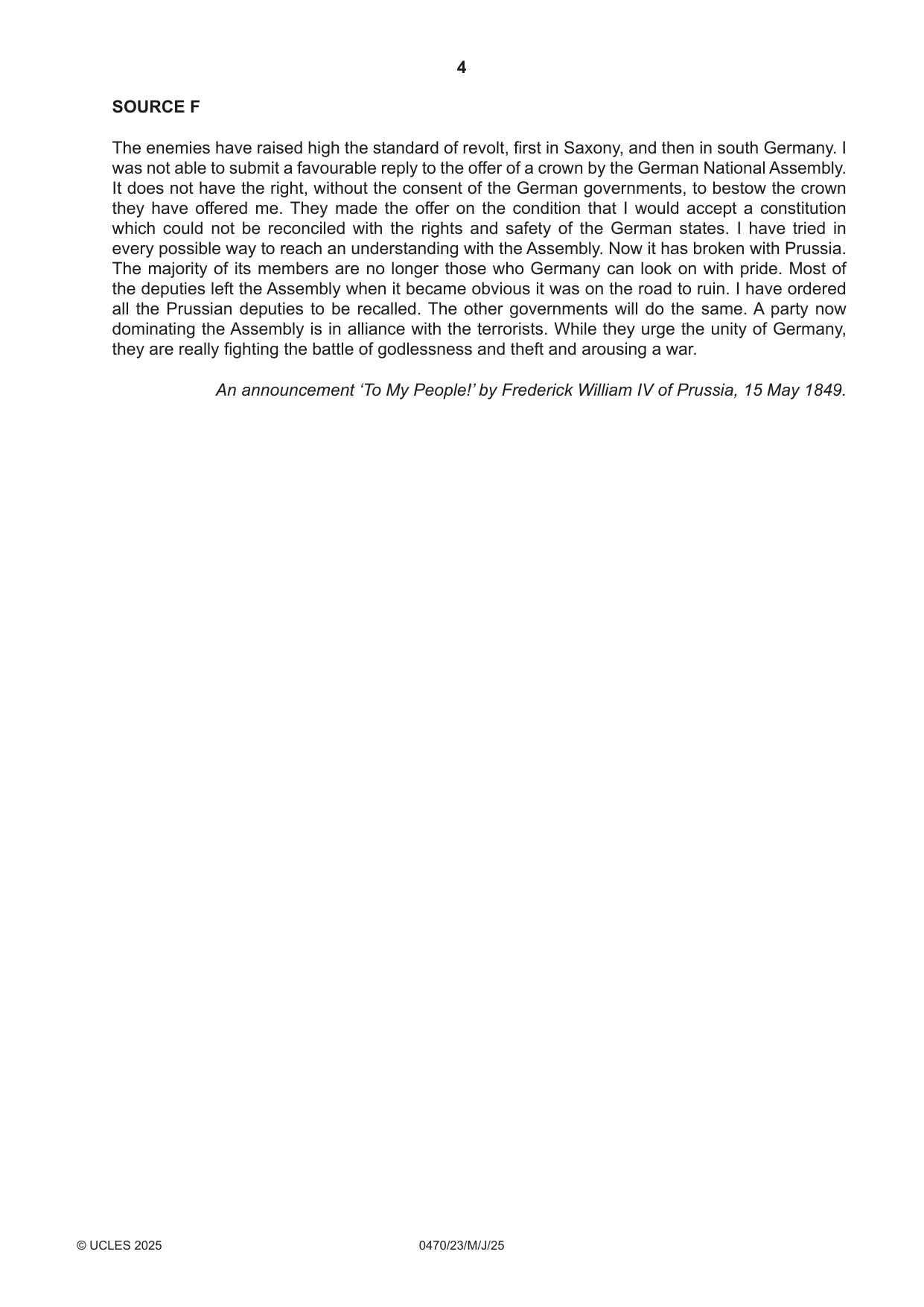 Cambridge IGCSE History 0470 2025 May/June Paper 2 · Variant 3 question paper, page 4 of 12