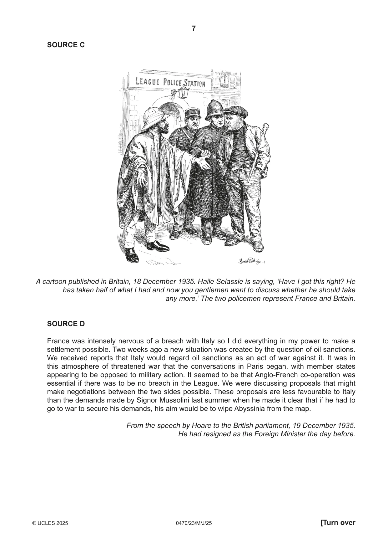 Cambridge IGCSE History 0470 2025 May/June Paper 2 · Variant 3 question paper, page 7 of 12