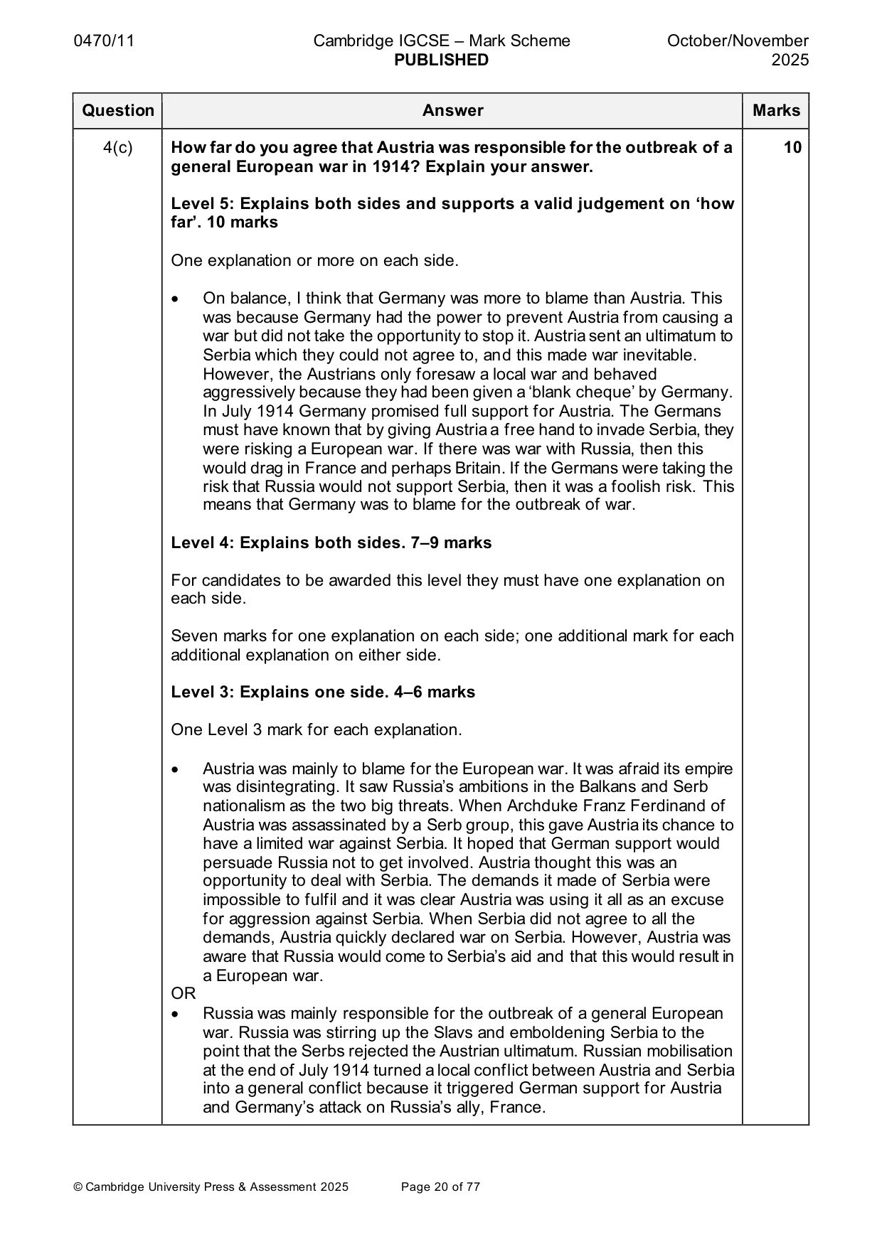 Mark scheme, page 20 of 77