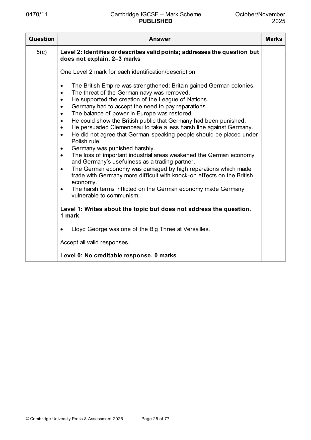 Mark scheme, page 25 of 77