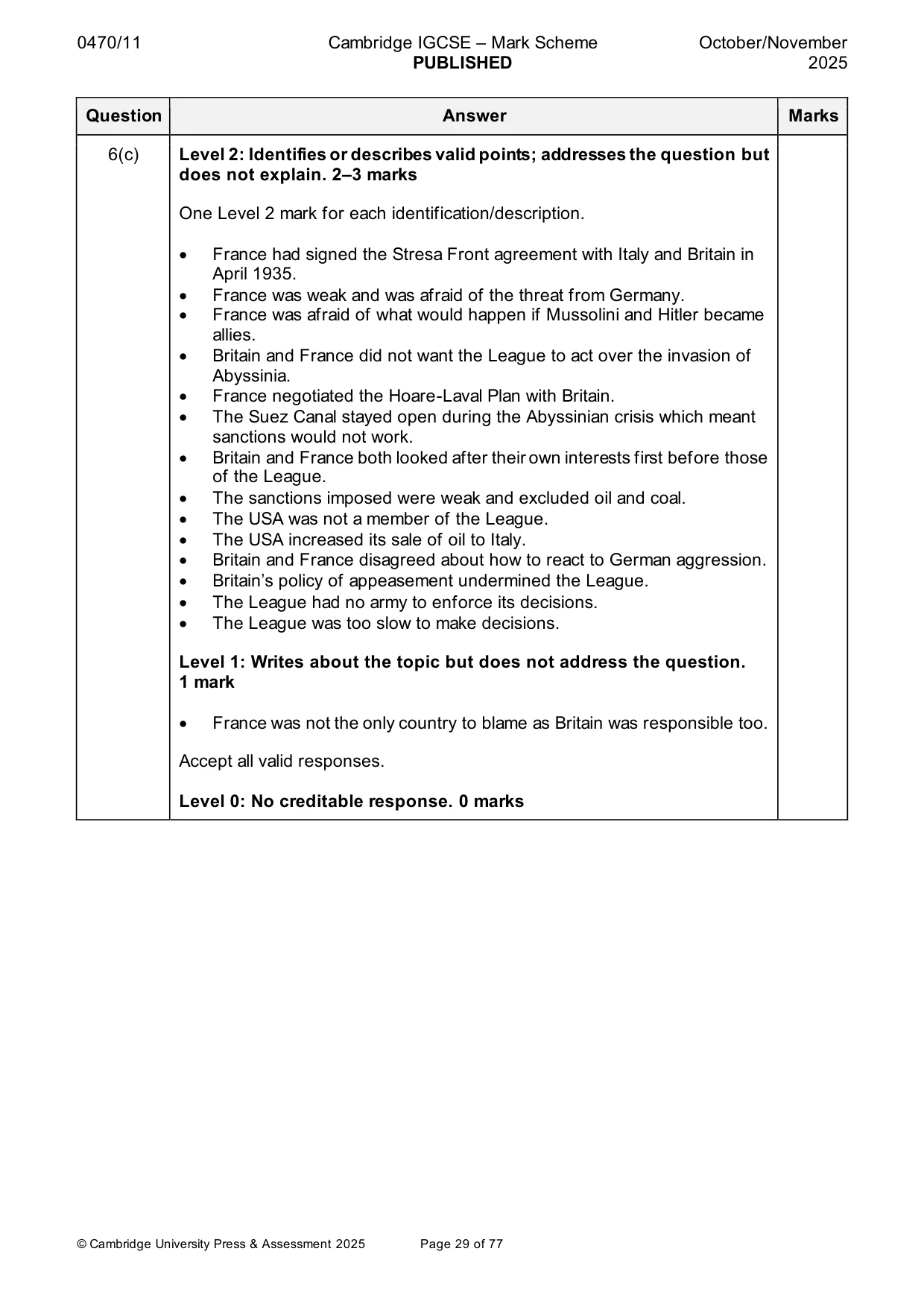 Mark scheme, page 29 of 77