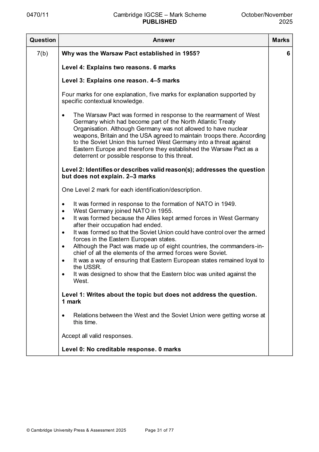 Mark scheme, page 31 of 77