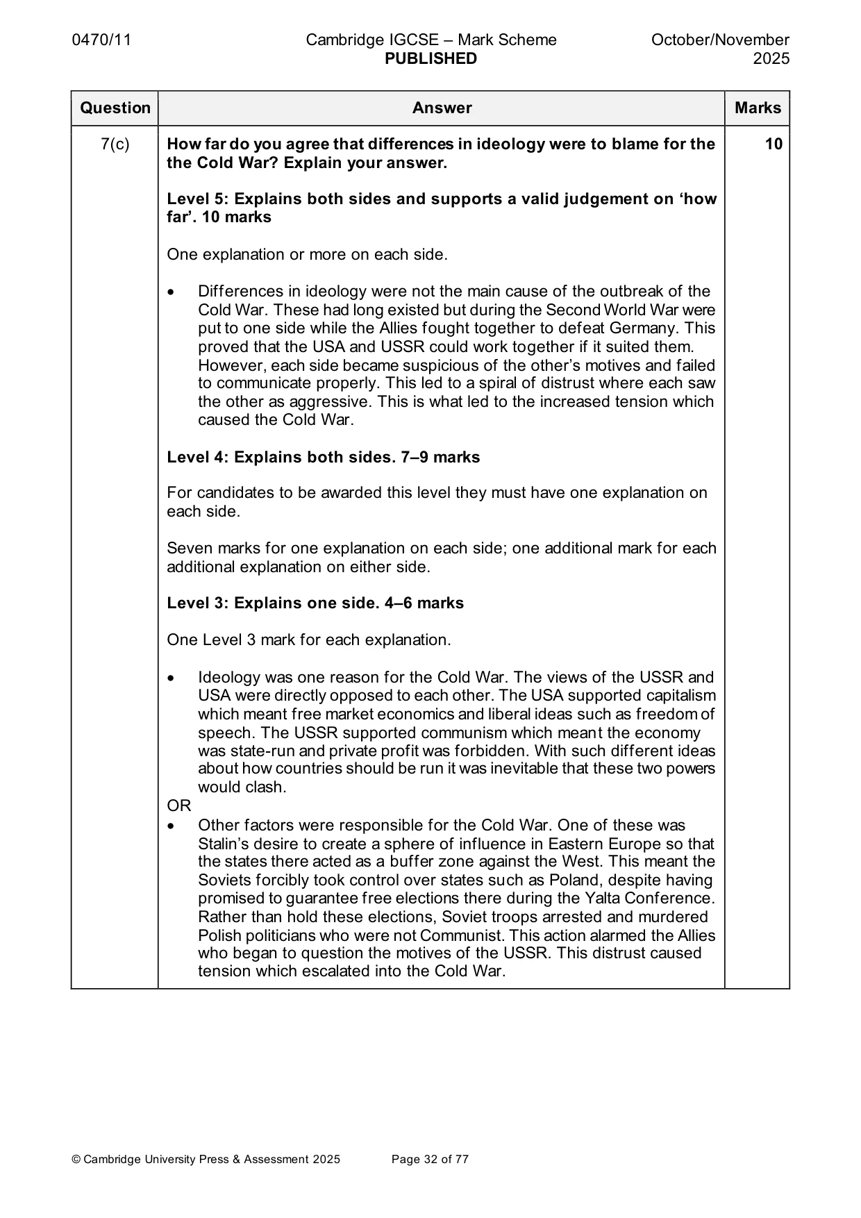 Mark scheme, page 32 of 77