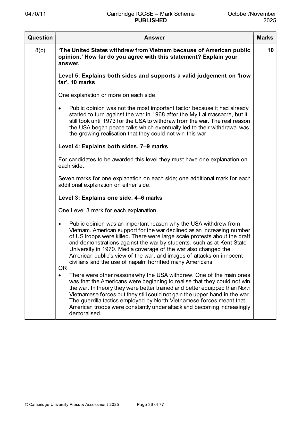 Mark scheme, page 36 of 77