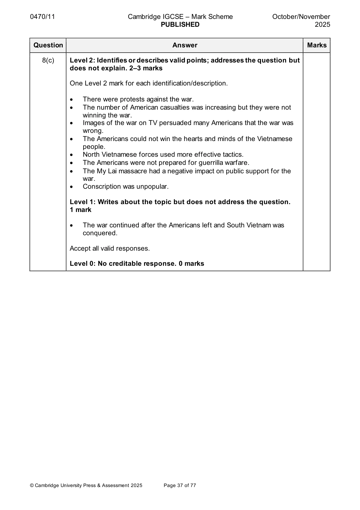 Mark scheme, page 37 of 77