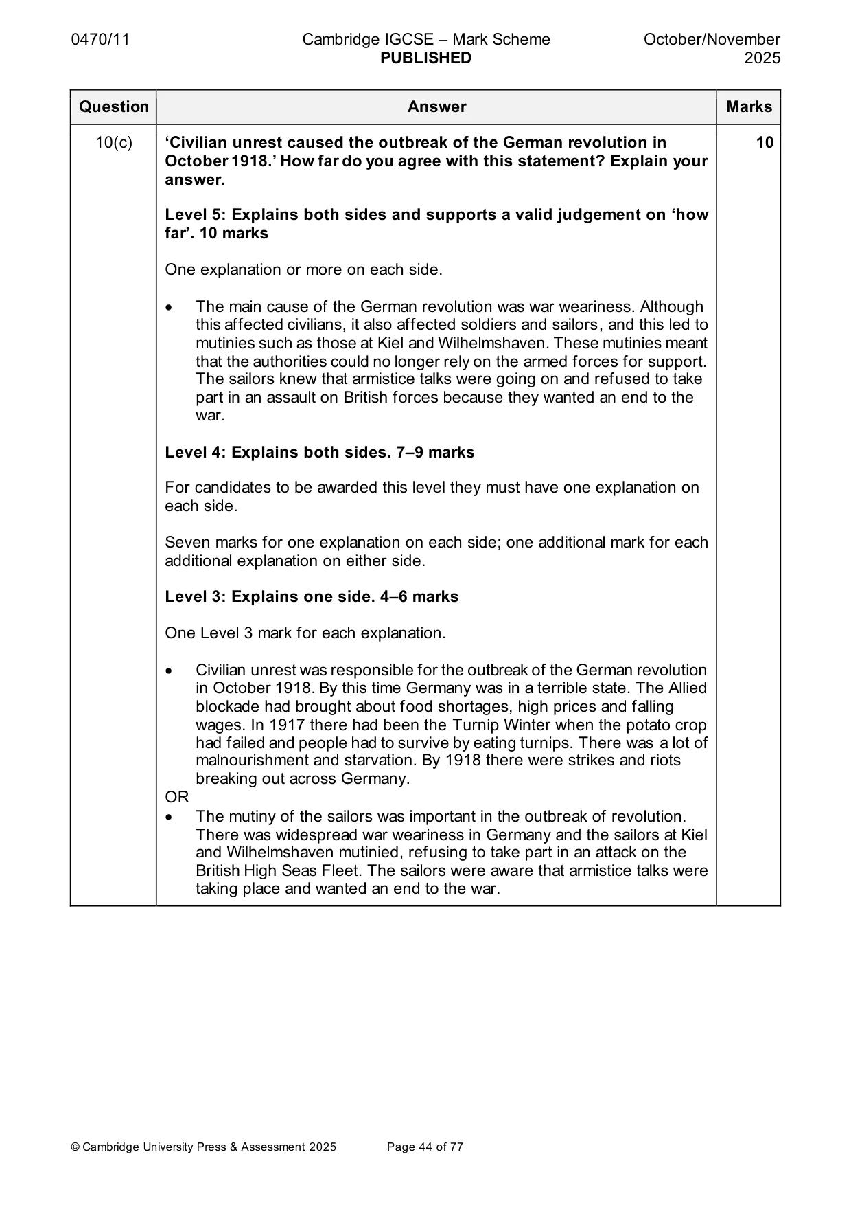 Mark scheme, page 44 of 77