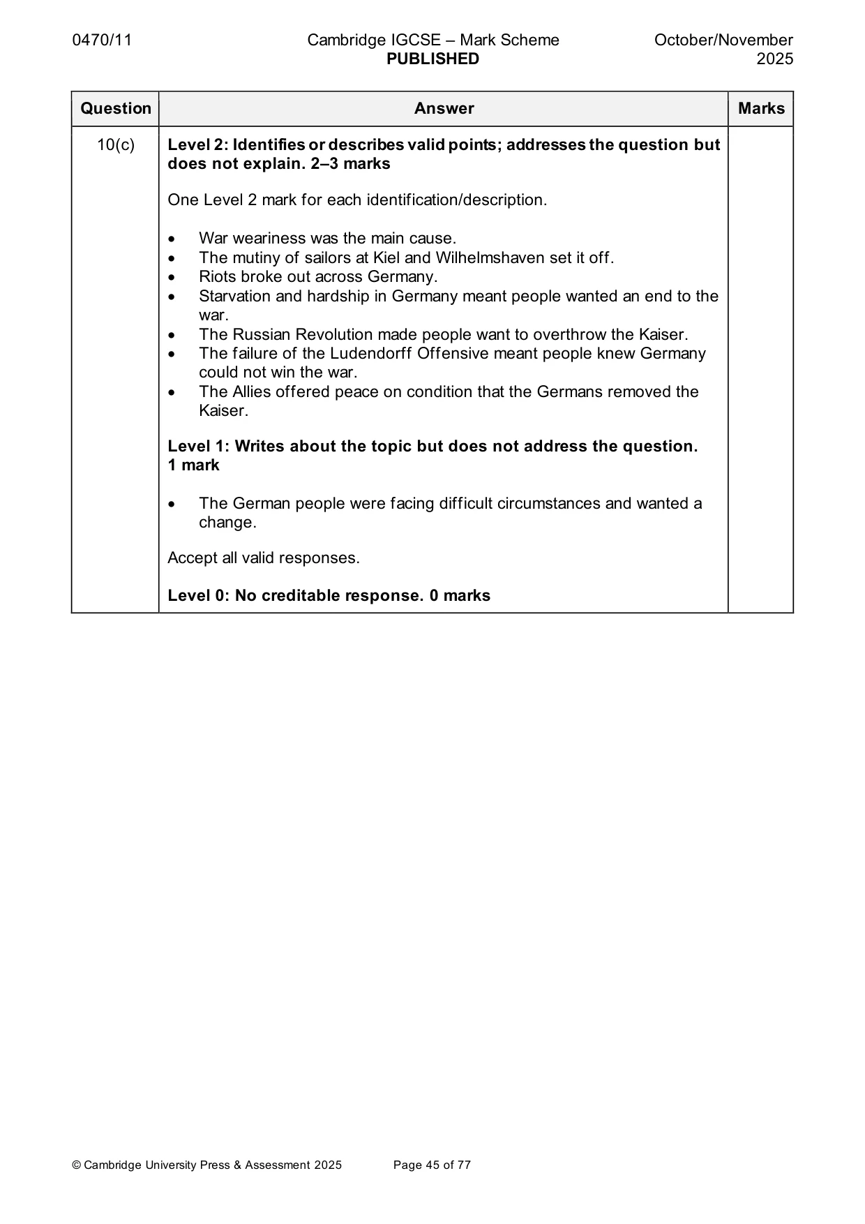 Mark scheme, page 45 of 77