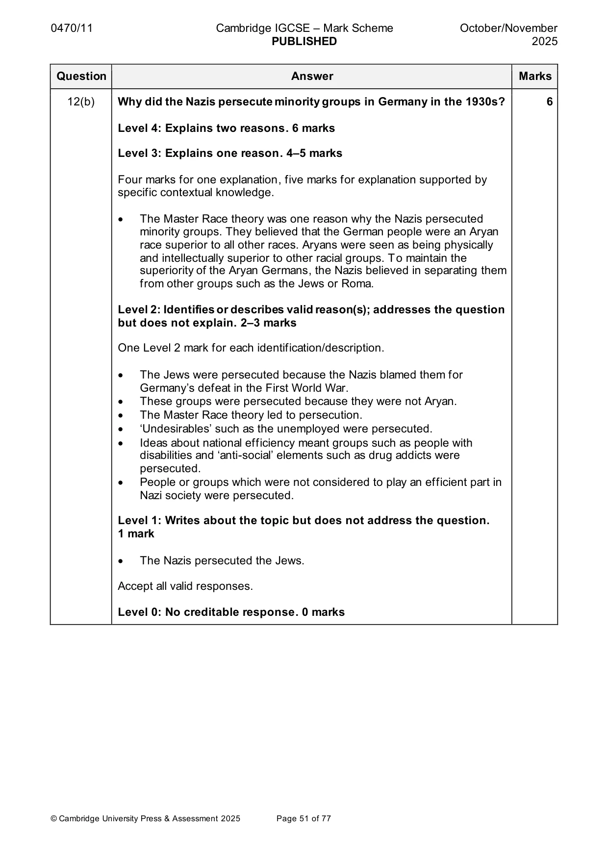 Mark scheme, page 51 of 77