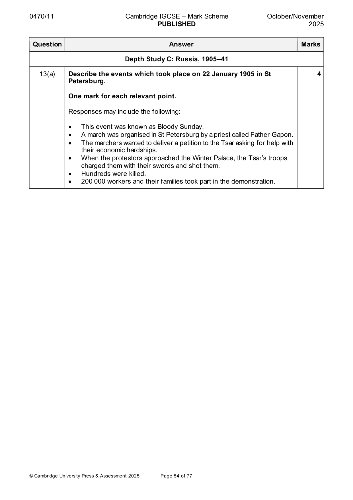 Mark scheme, page 54 of 77