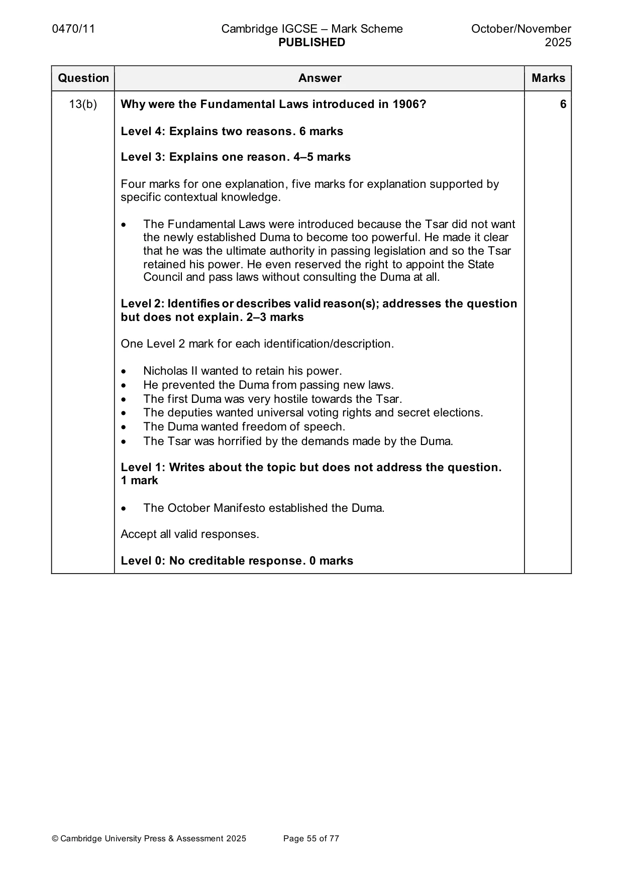 Mark scheme, page 55 of 77