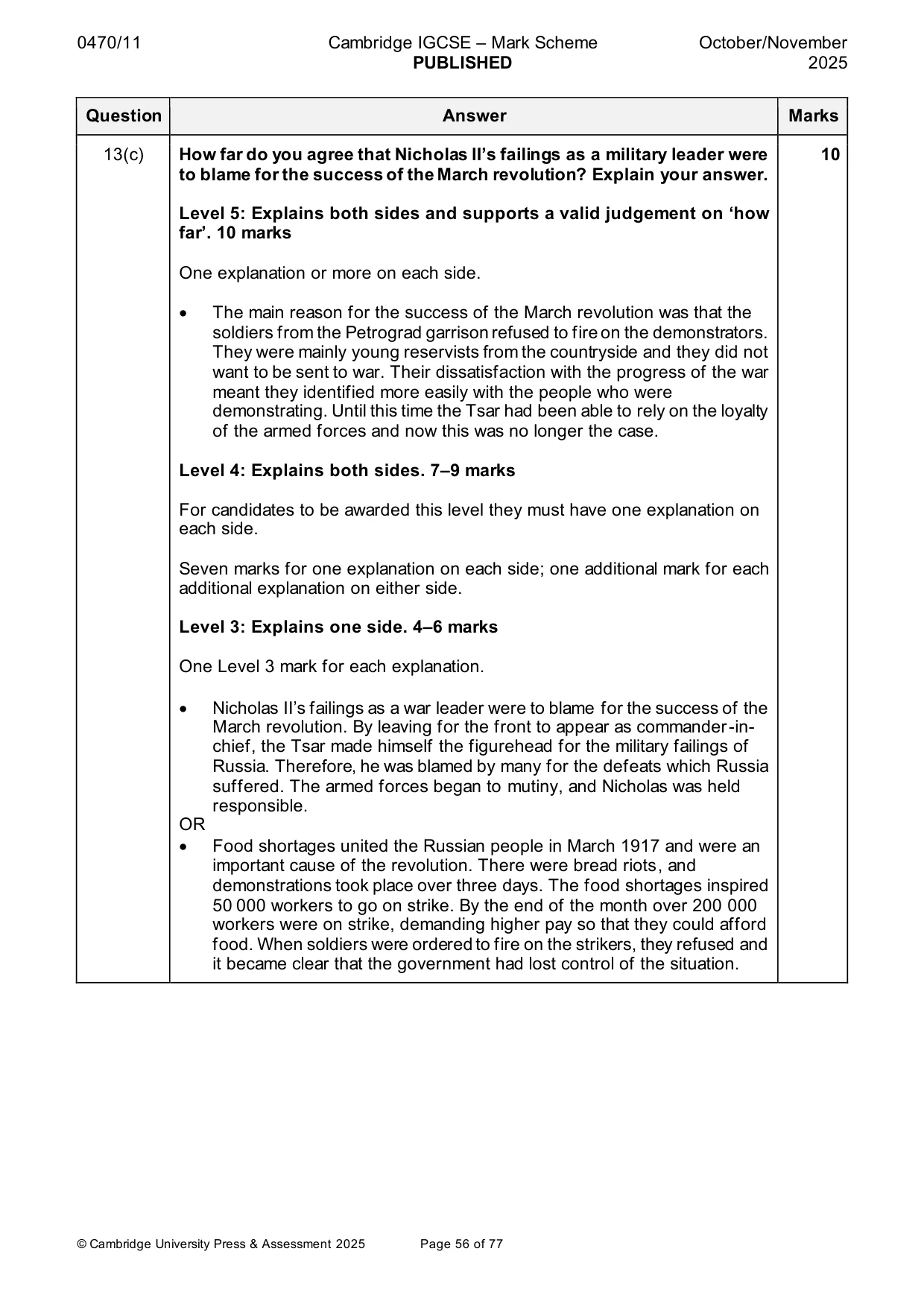 Mark scheme, page 56 of 77